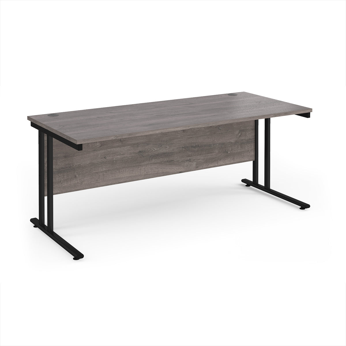 Maestro 25 straight desk 1800mm x 800mm - black cantilever leg frame, Grey Oak Top - view 1