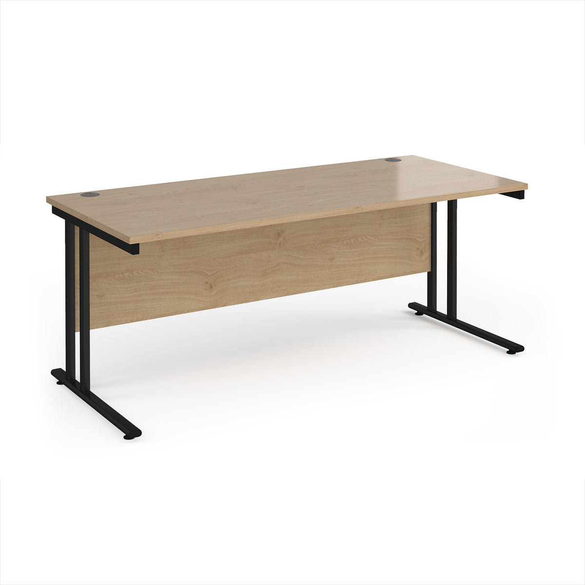 Maestro 25 straight desk 1800mm x 800mm - black cantilever leg frame, Kendal Oak Top - view 1