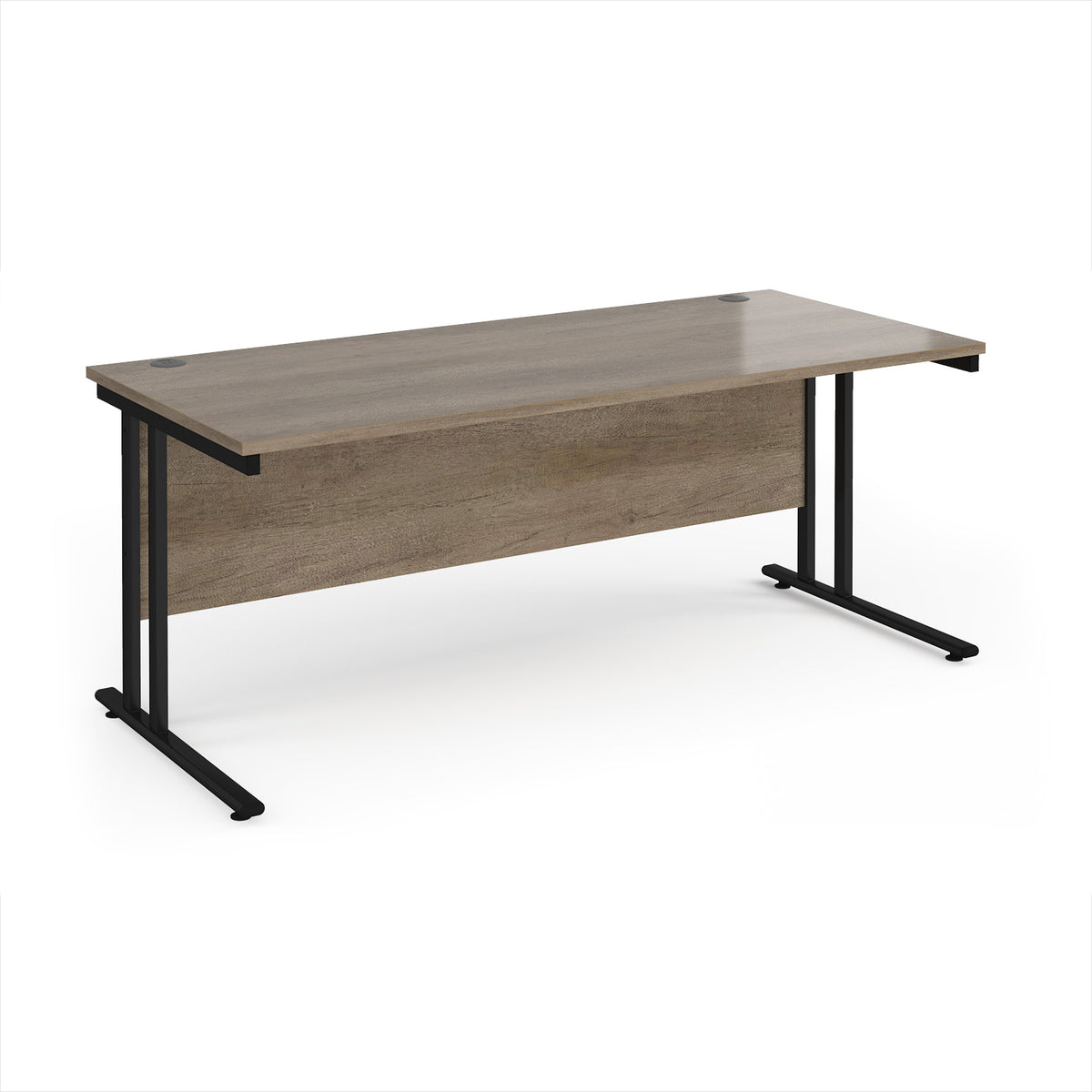 Maestro 25 straight desk 1800mm x 800mm - black cantilever leg frame, Nebraska Oak Top - view 1