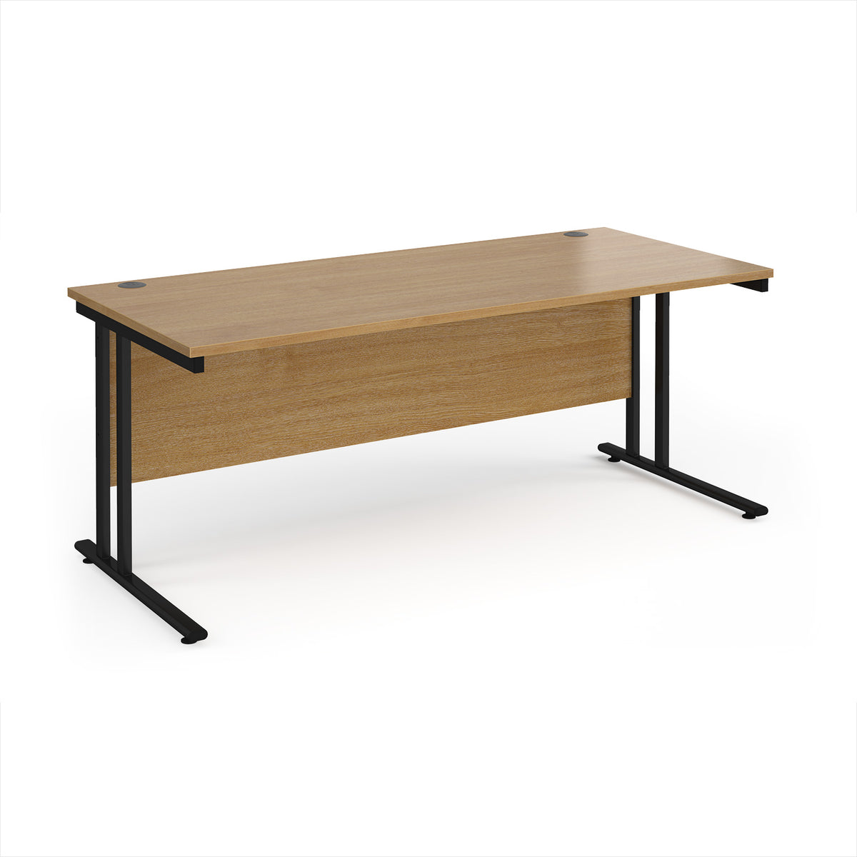 Maestro 25 straight desk 1800mm x 800mm - black cantilever leg frame, Oak Top - view 1