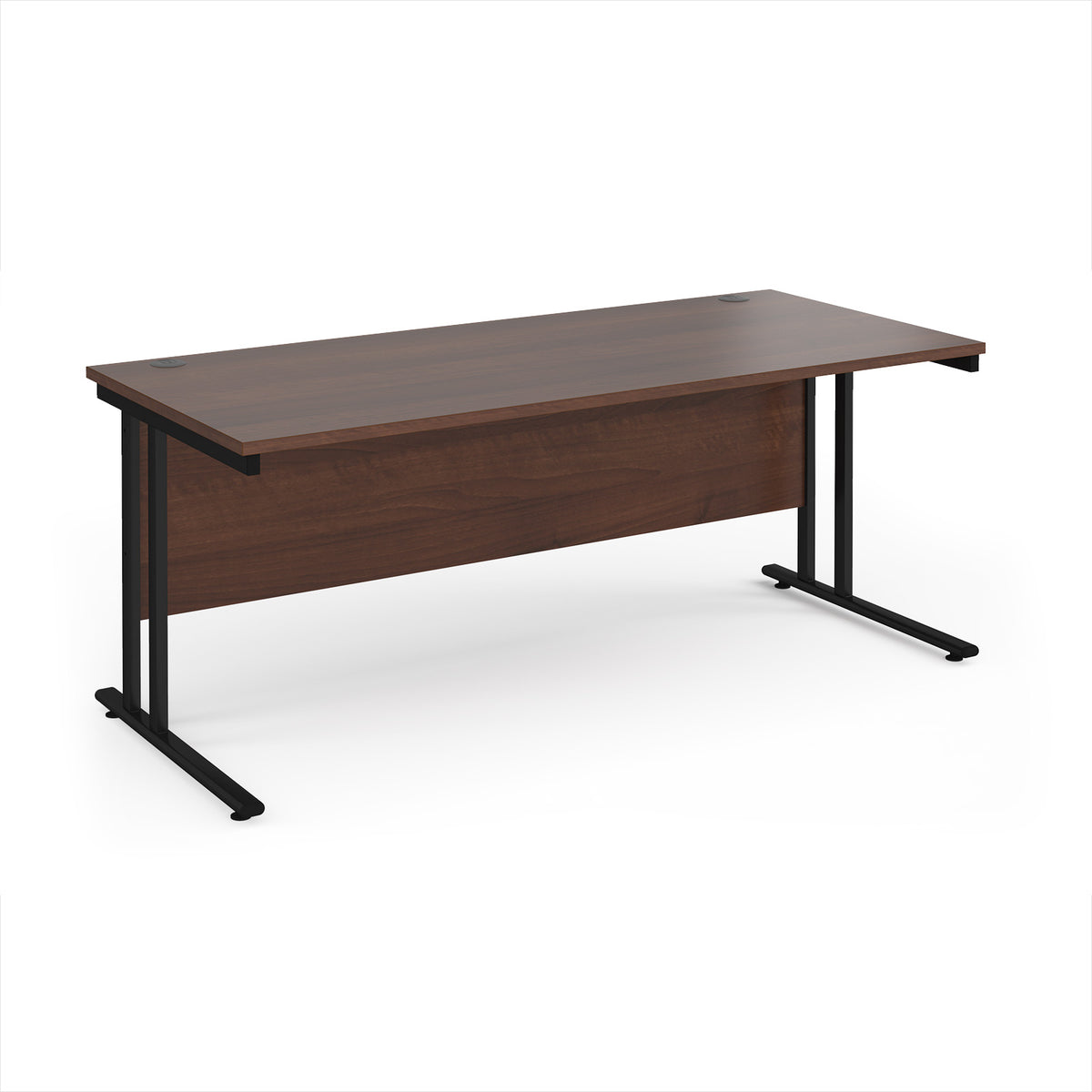 Maestro 25 straight desk 1800mm x 800mm - black cantilever leg frame, Walnut top - view 1