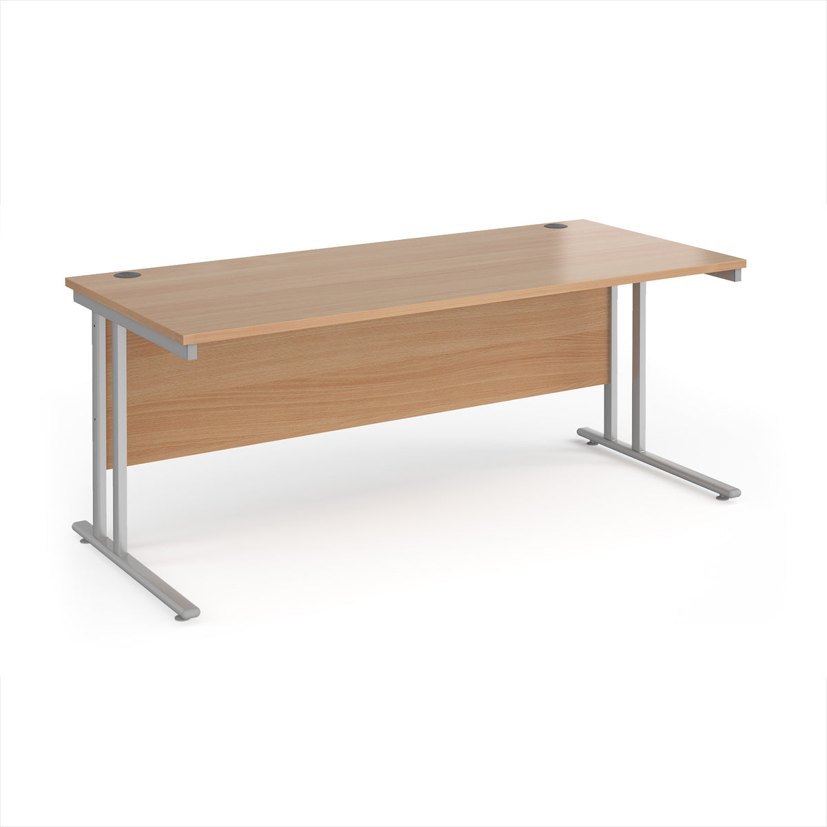 Maestro 25 straight desk 1800mm x 800mm - silver cantilever leg frame, Beech top - view 1