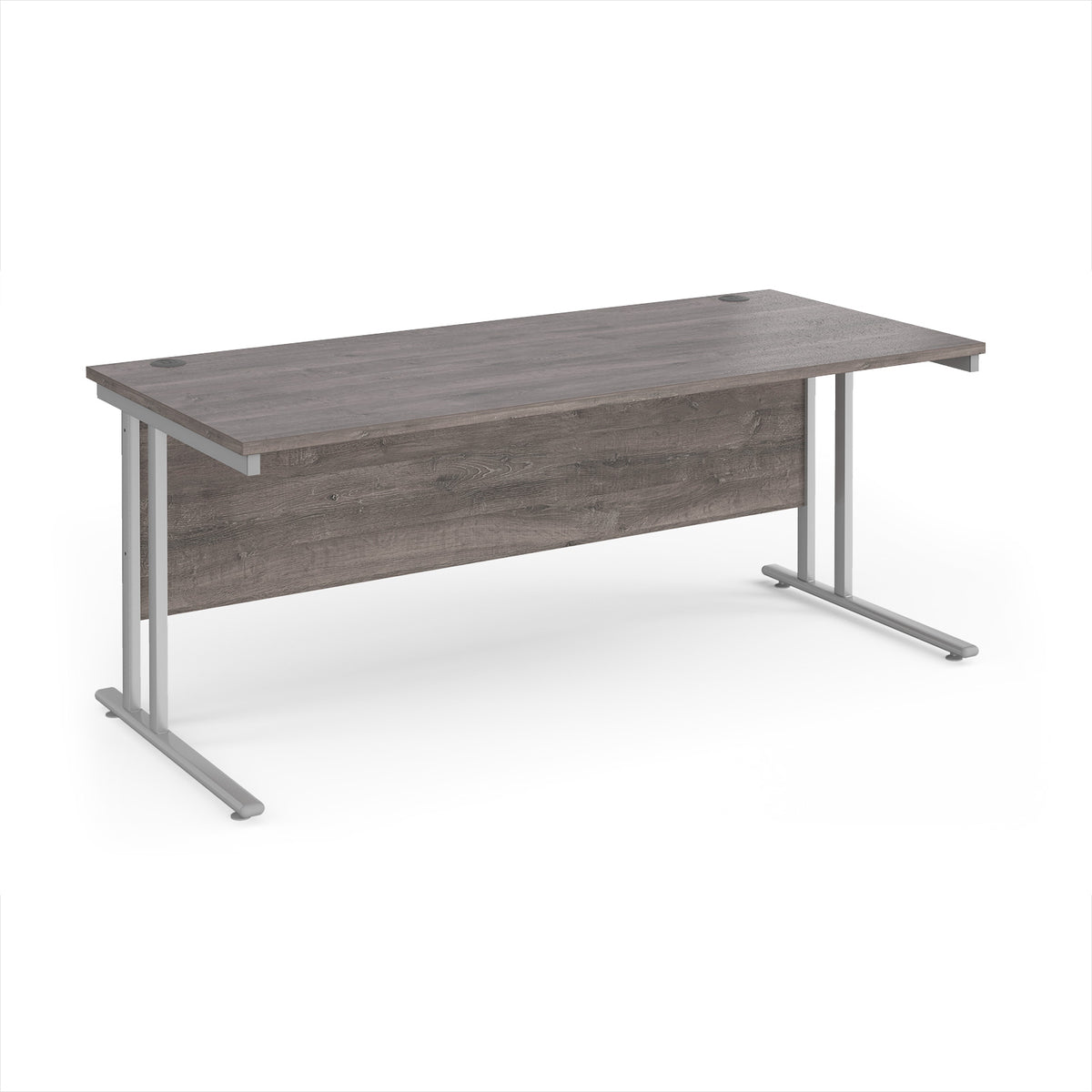 Maestro 25 straight desk 1800mm x 800mm - silver cantilever leg frame, Grey Oak Top - view 1