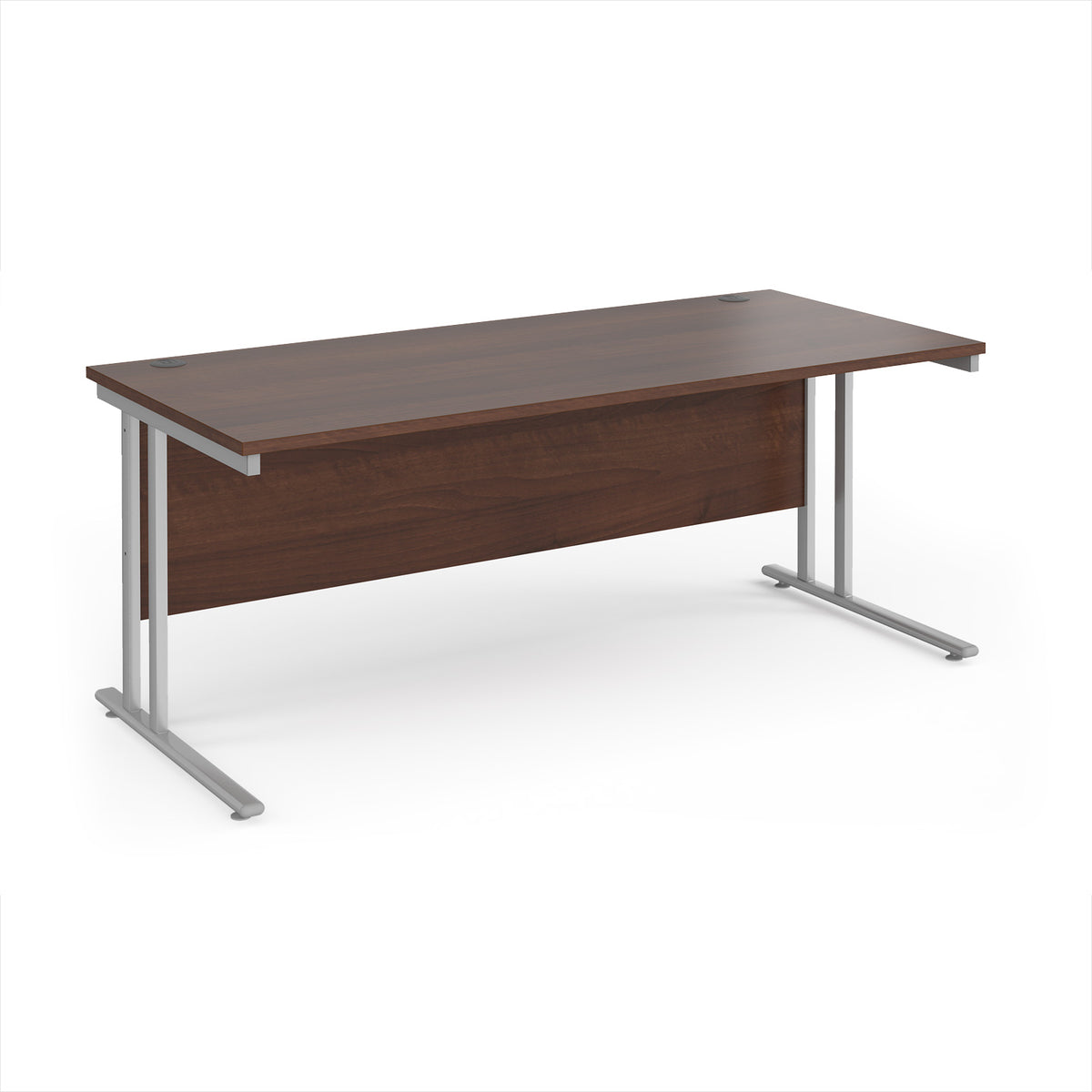 Maestro 25 straight desk 1800mm x 800mm - silver cantilever leg frame, Walnut top - view 1