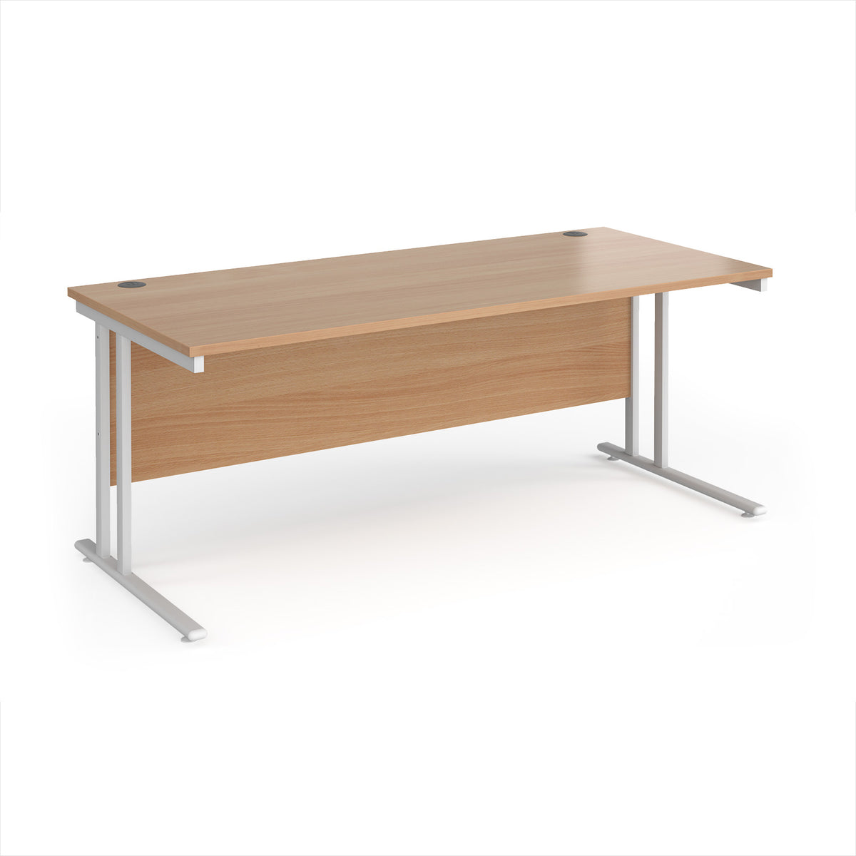 Maestro 25 straight desk 1800mm x 800mm - white cantilever leg frame, Beech top - view 1