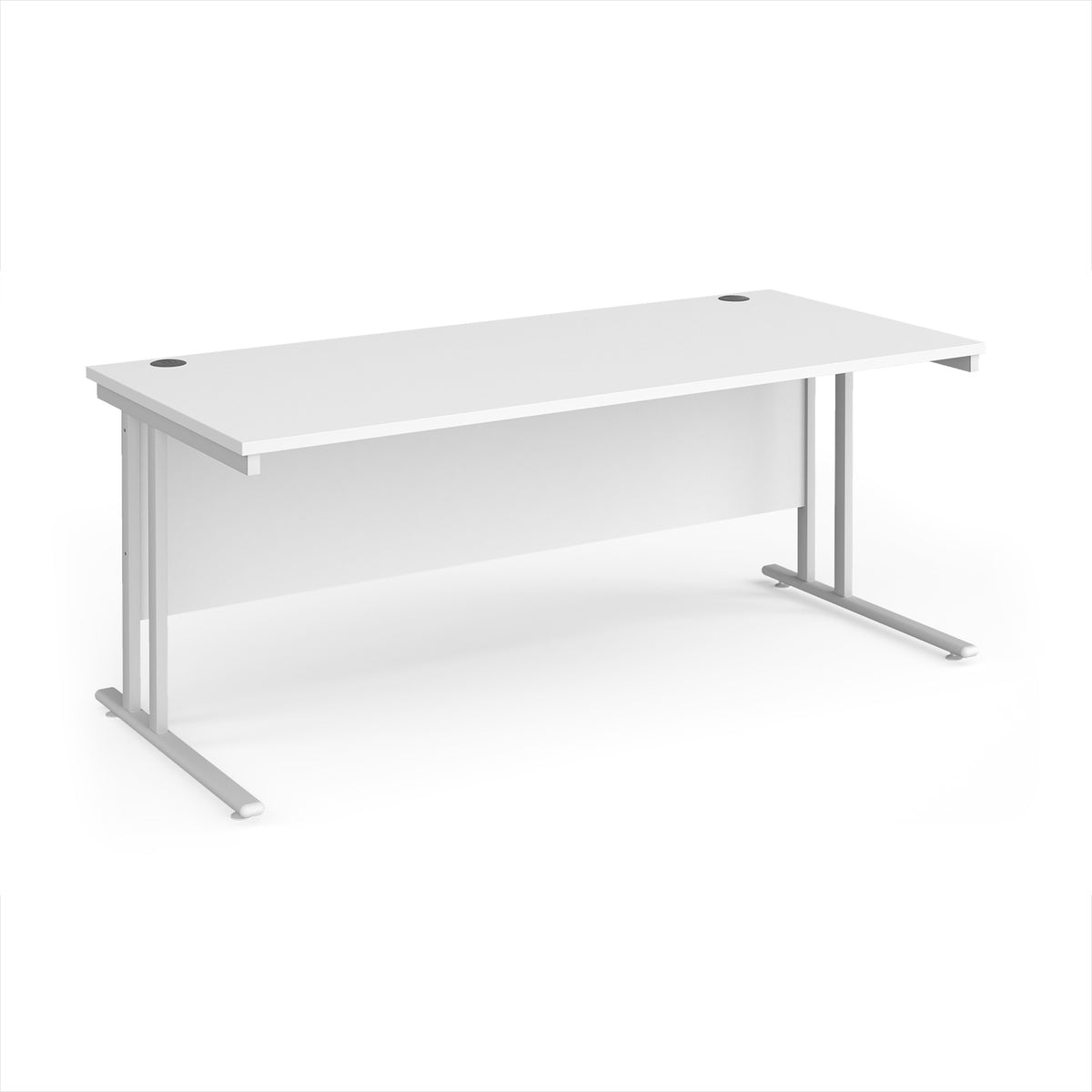 Maestro 25 straight desk 1800mm x 800mm - white cantilever leg frame, White Top - view 1