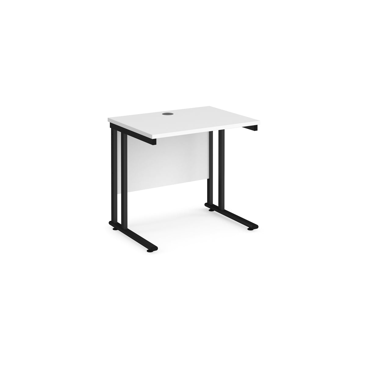 Maestro 25 straight desk 800mm x 600mm - black cantilever leg frame, White Top - view 1