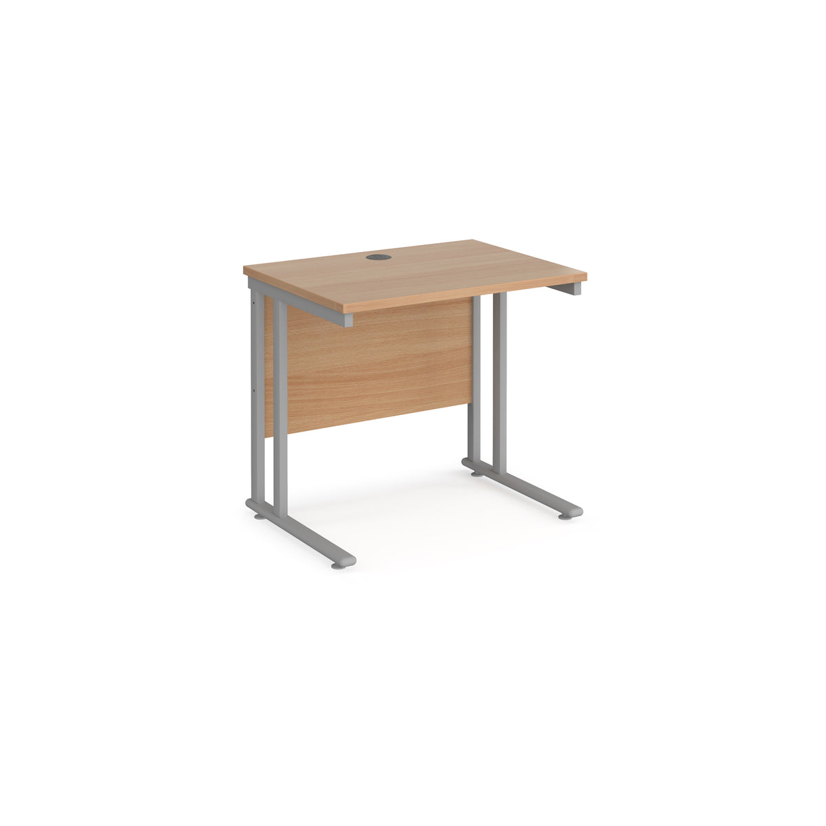 Maestro 25 straight desk 800mm x 600mm - silver cantilever leg frame, Beech top - view 1