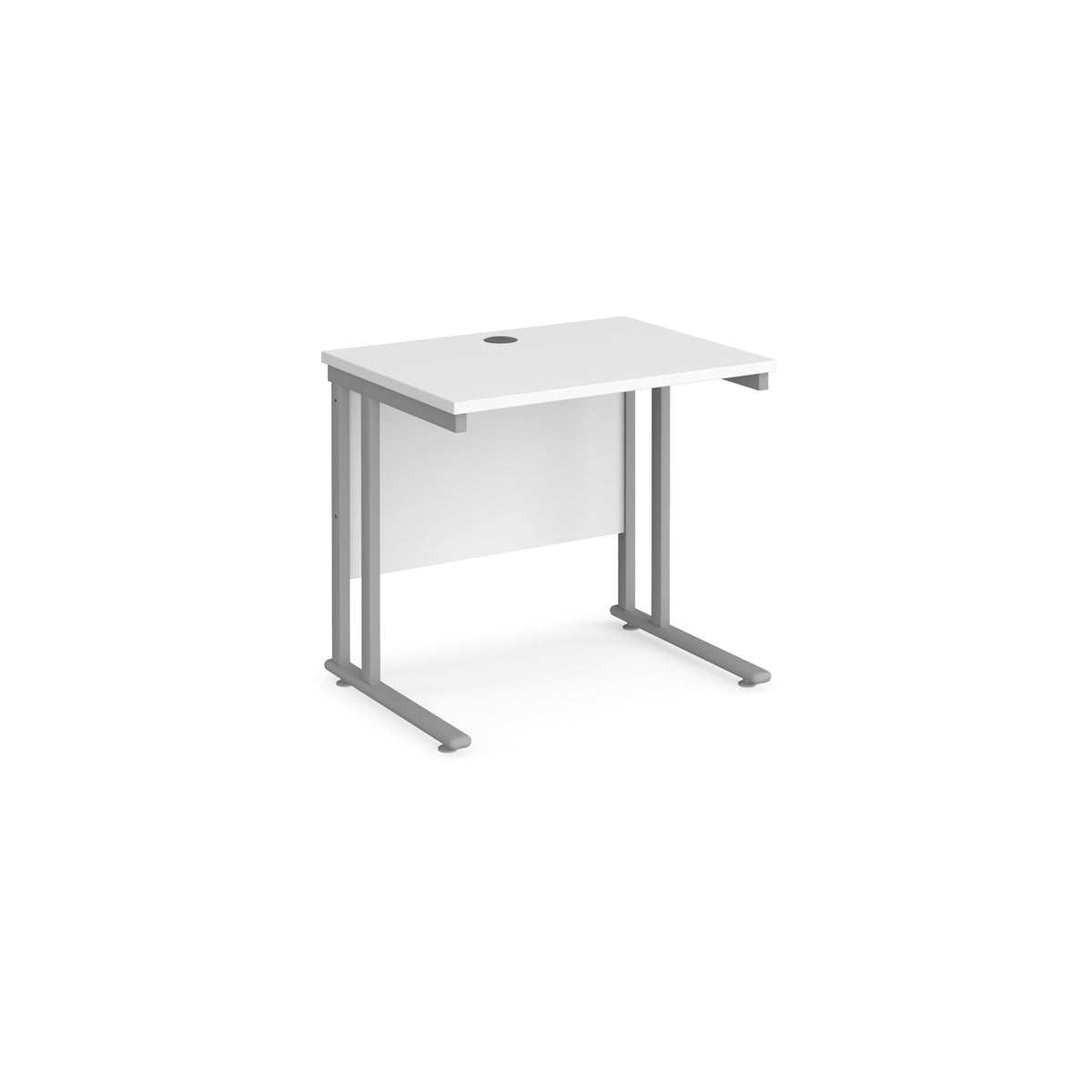 Maestro 25 straight desk 800mm x 600mm - silver cantilever leg frame, White Top - view 1