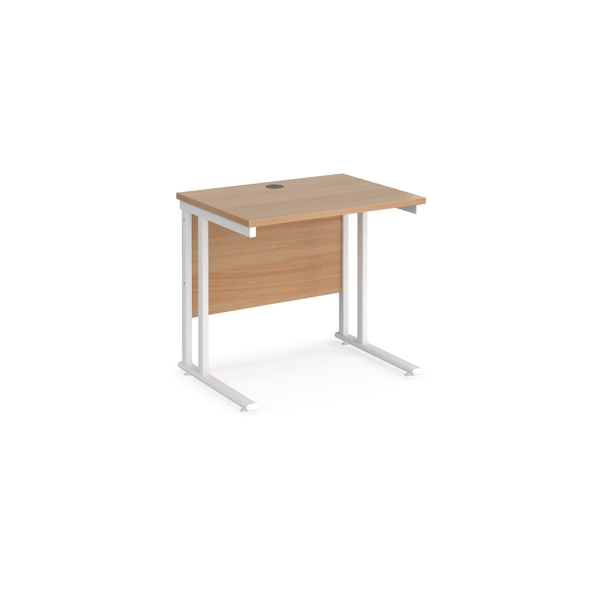 Maestro 25 straight desk 800mm x 600mm - white cantilever leg frame, Beech top - view 1