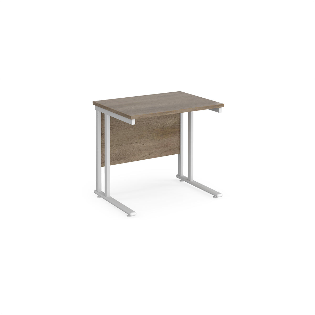 Maestro 25 straight desk 800mm x 600mm - white cantilever leg frame, Nebraska Oak Top - view 1