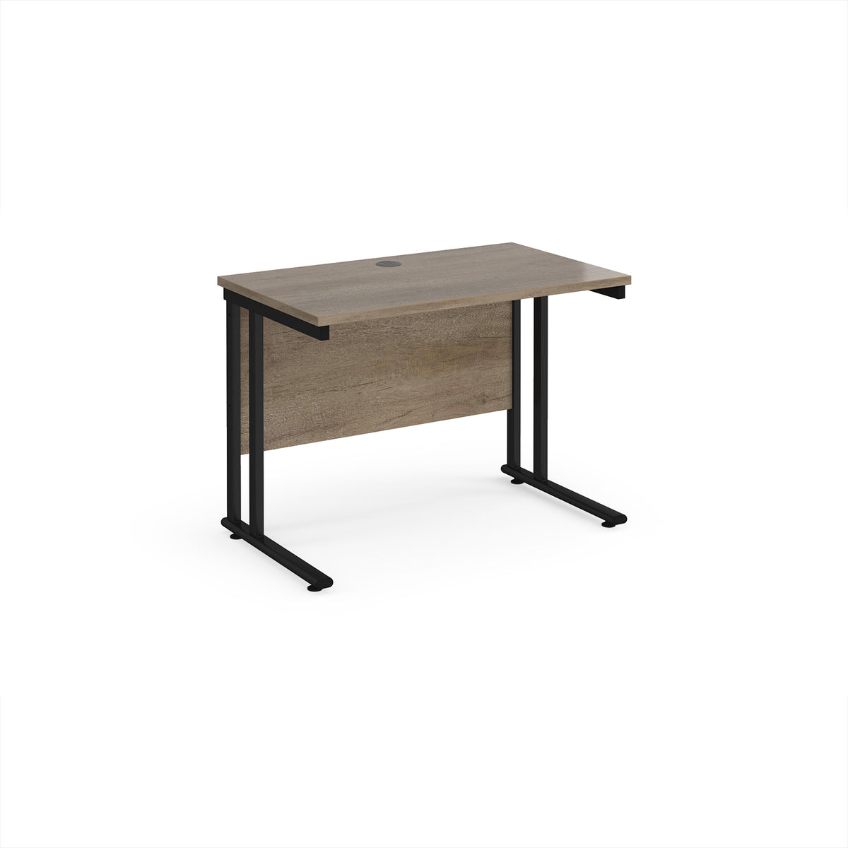 Maestro 25 straight desk 1000mm x 600mm - black cantilever leg frame, Nebraska Oak Top - view 1