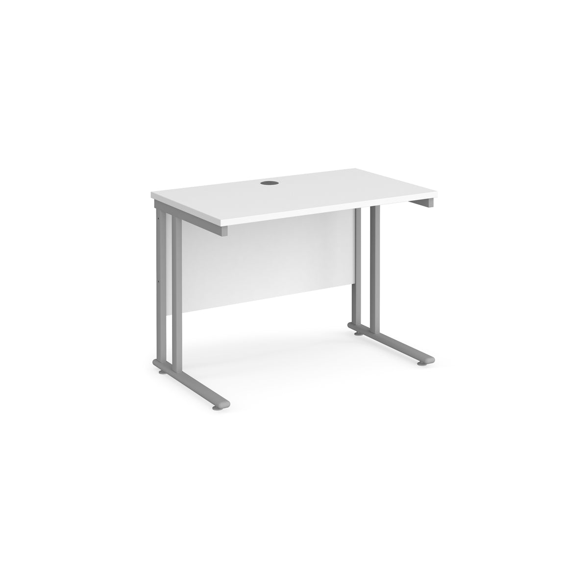 Maestro 25 straight desk 1000mm x 600mm - silver cantilever leg frame, White Top - view 1
