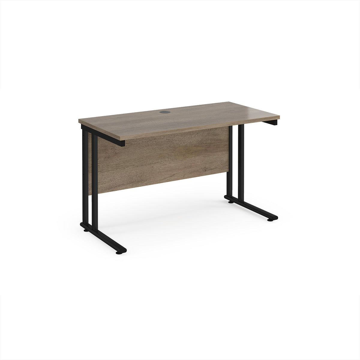 Maestro 25 straight desk 1200mm x 600mm - black cantilever leg frame, Nebraska Oak Top - view 1