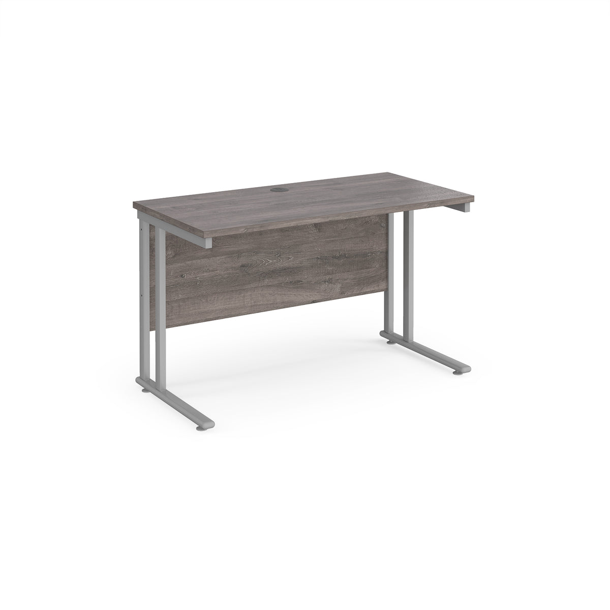 Maestro 25 straight desk 1200mm x 600mm - silver cantilever leg frame, Grey Oak Top - view 1