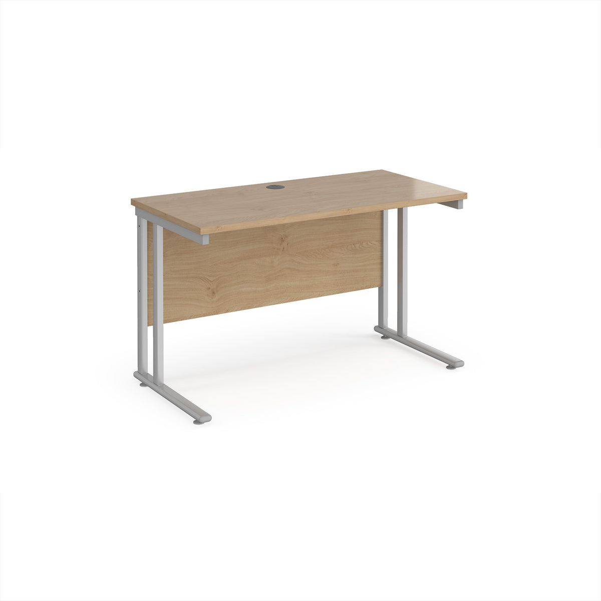 Maestro 25 straight desk 1200mm x 600mm - silver cantilever leg frame, Kendal Oak Top - view 1