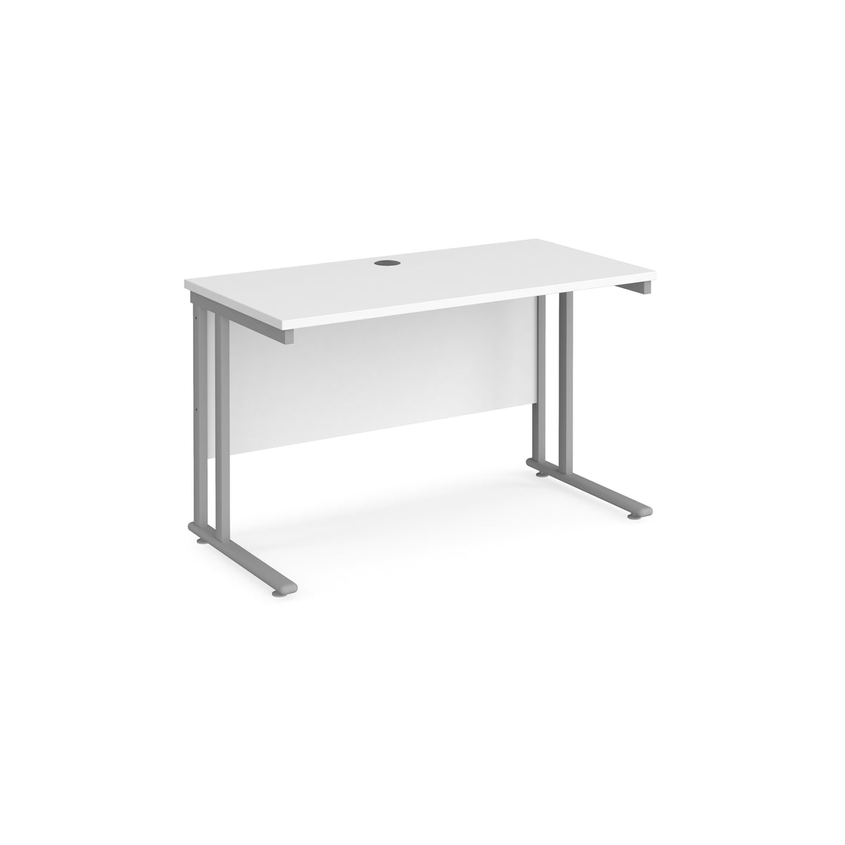 Maestro 25 straight desk 1200mm x 600mm - silver cantilever leg frame, White Top - view 1