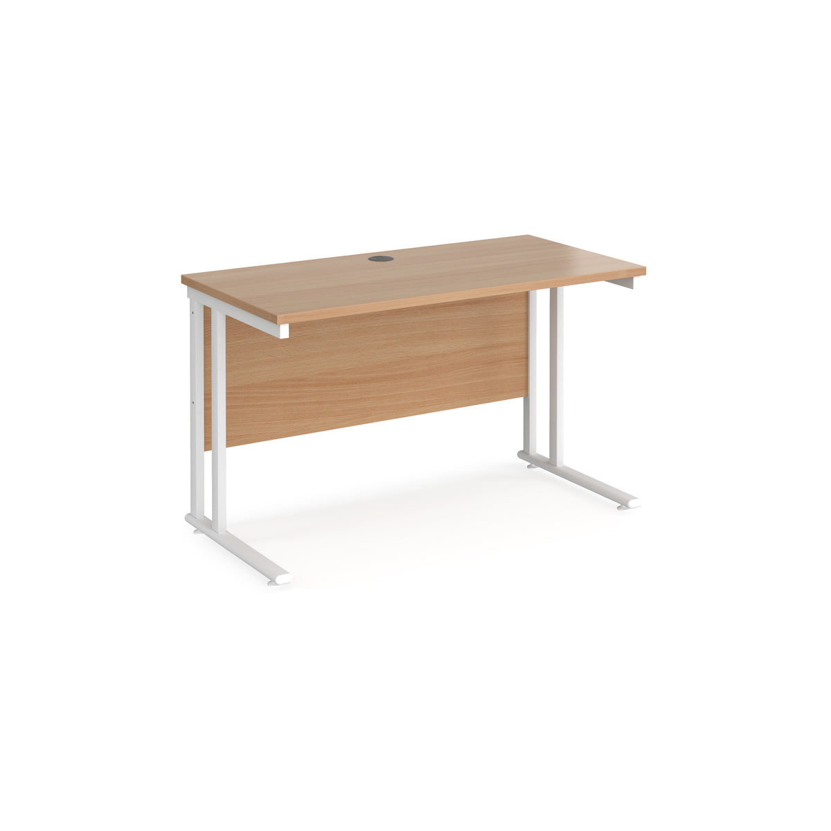 Maestro 25 straight desk 1200mm x 600mm - white cantilever leg frame, Beech top - view 1