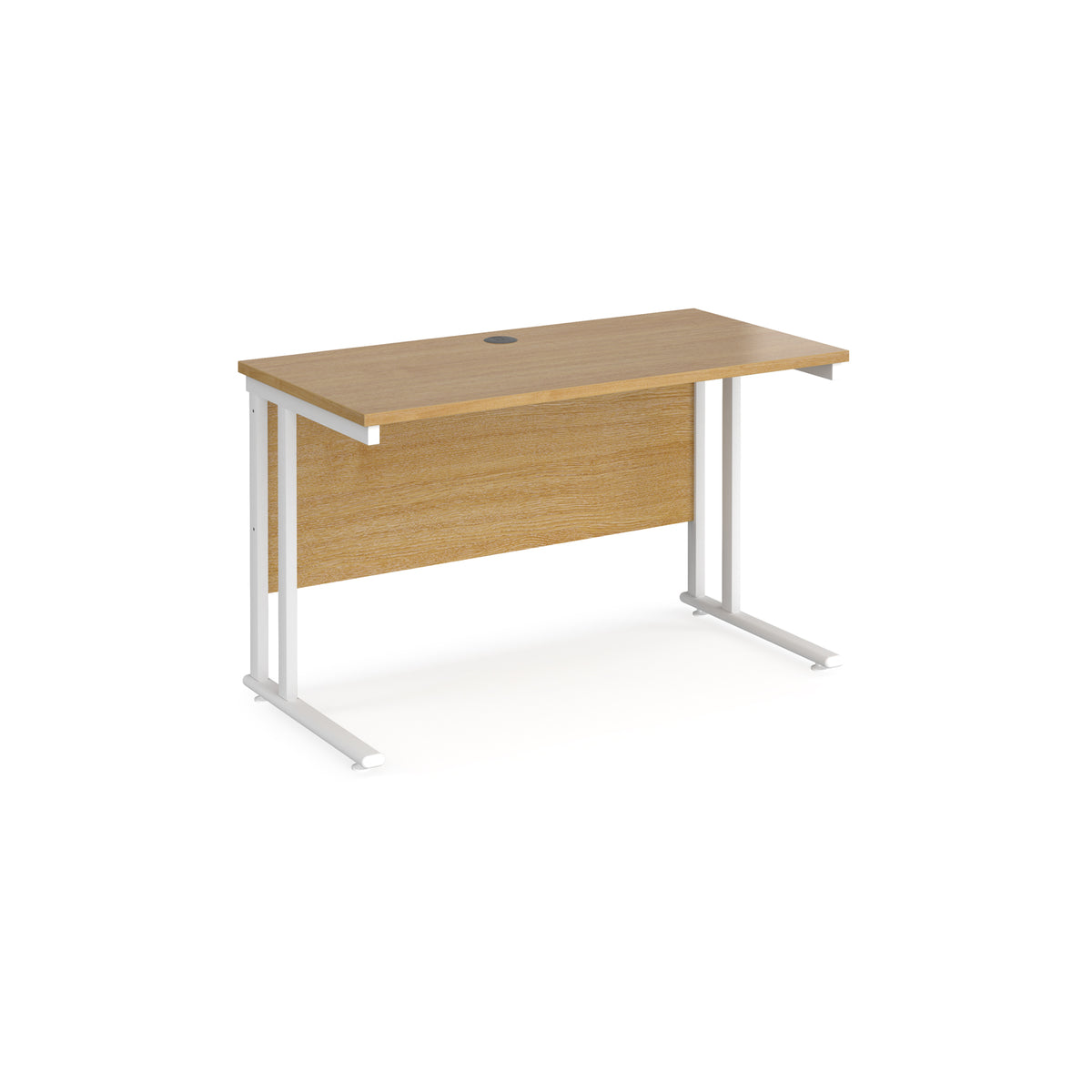 Maestro 25 straight desk 1200mm x 600mm - white cantilever leg frame, Oak Top - view 1