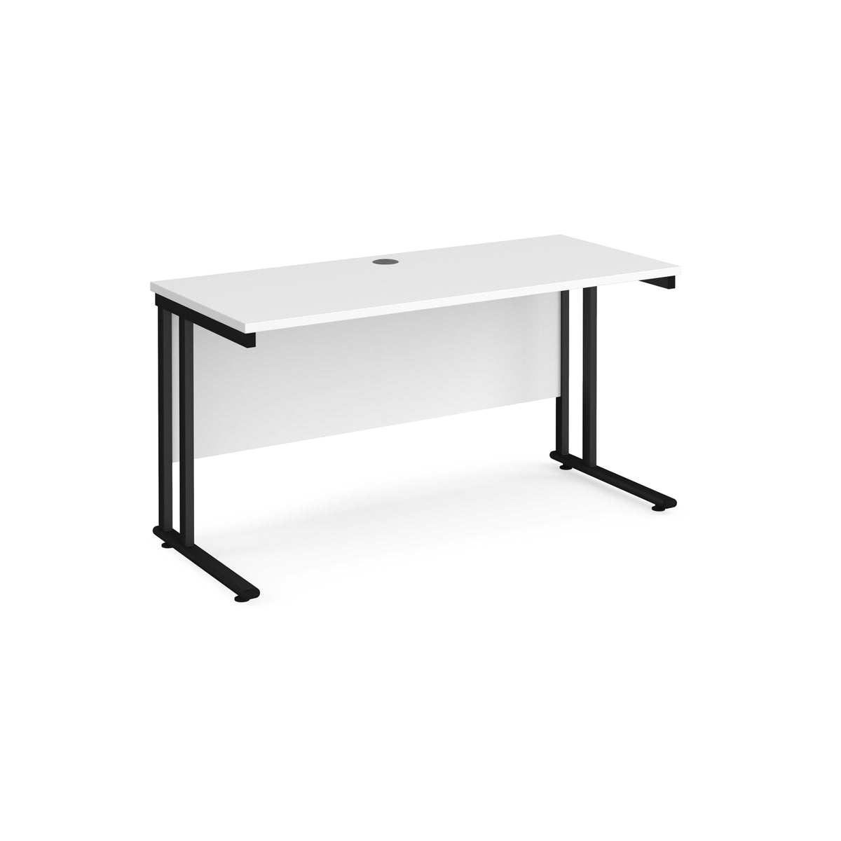 Maestro 25 straight desk 1400mm x 600mm - black cantilever leg frame, White Top - view 1