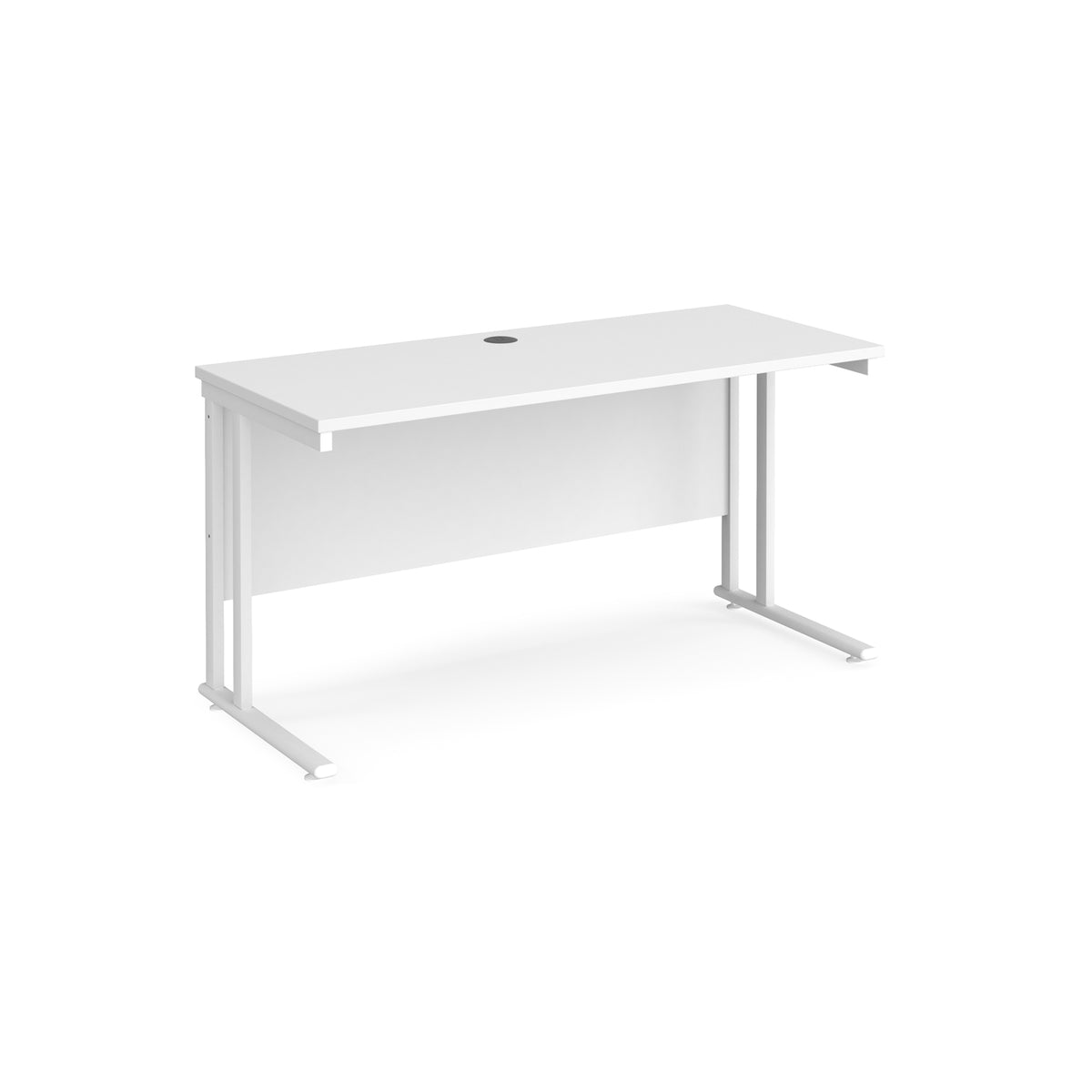 Maestro 25 straight desk 1400mm x 600mm - white cantilever leg frame, White Top - view 1