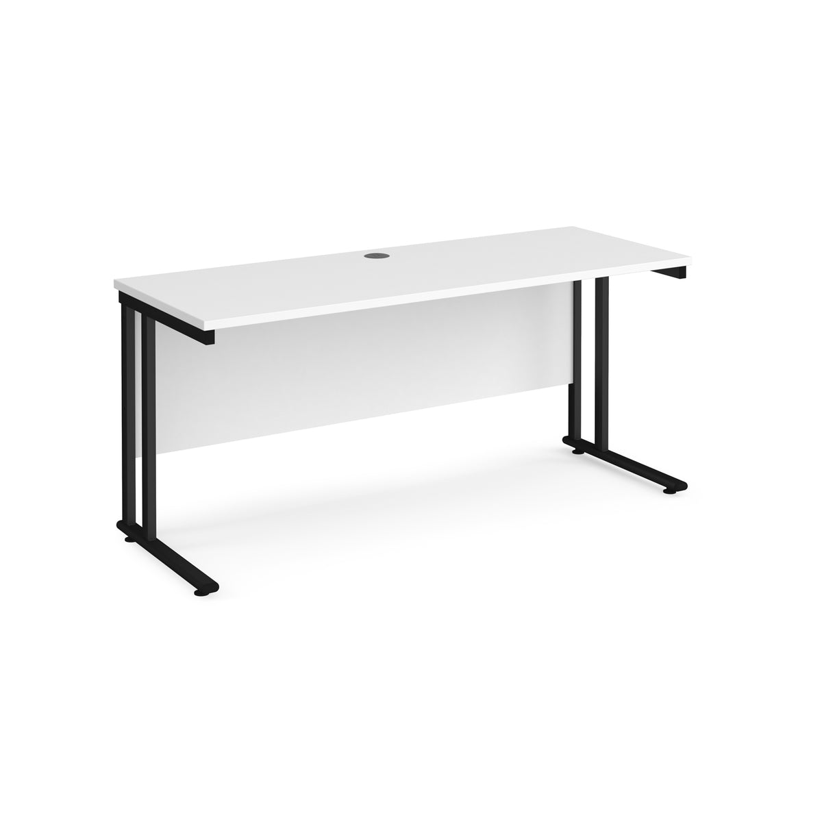Maestro 25 straight desk 1600mm x 600mm - black cantilever leg frame, White Top - view 1