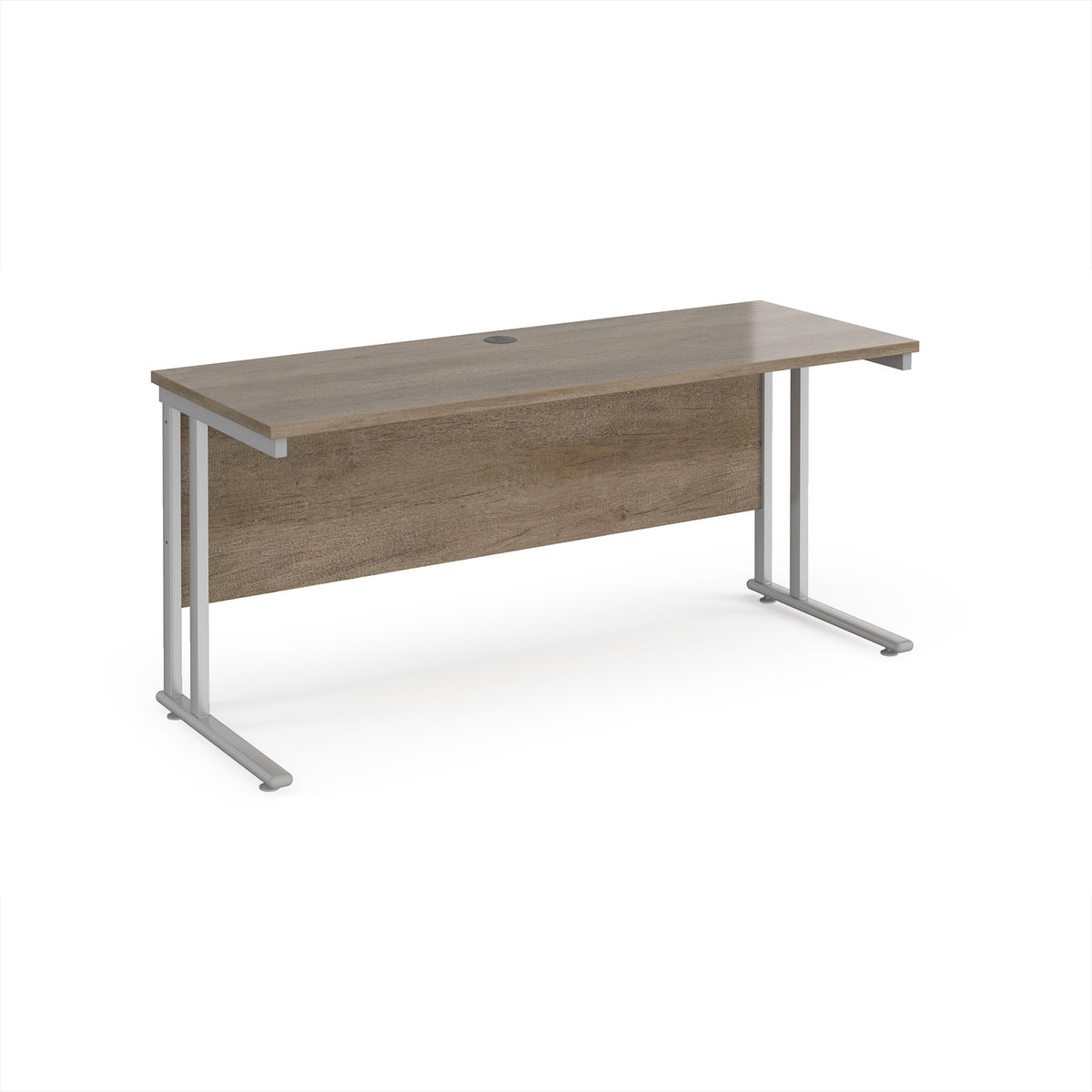 Maestro 25 straight desk 1600mm x 600mm - silver cantilever leg frame, Nebraska Oak Top - view 1