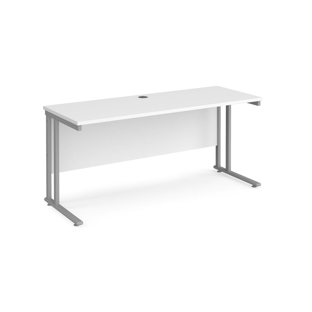 Maestro 25 straight desk 1600mm x 600mm - silver cantilever leg frame, White Top - view 1