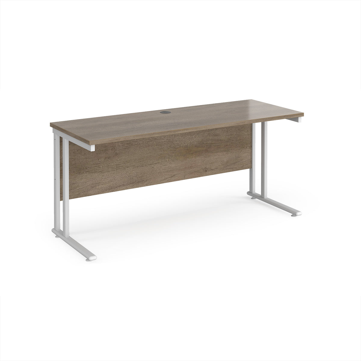 Maestro 25 straight desk 1600mm x 600mm - white cantilever leg frame, Nebraska Oak Top - view 1