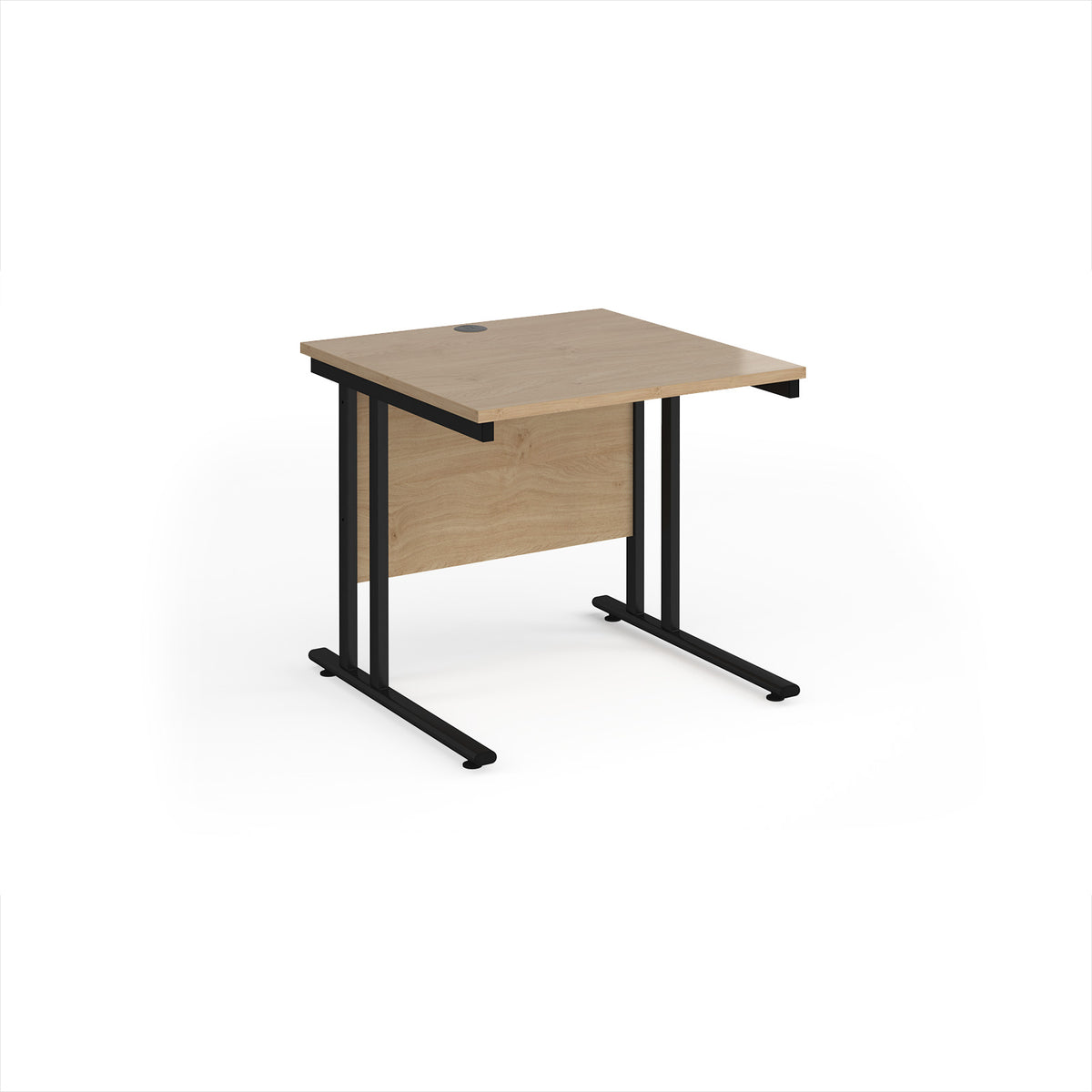 Maestro 25 straight desk 800mm x 800mm - black cantilever leg frame, Kendal Oak Top - view 1