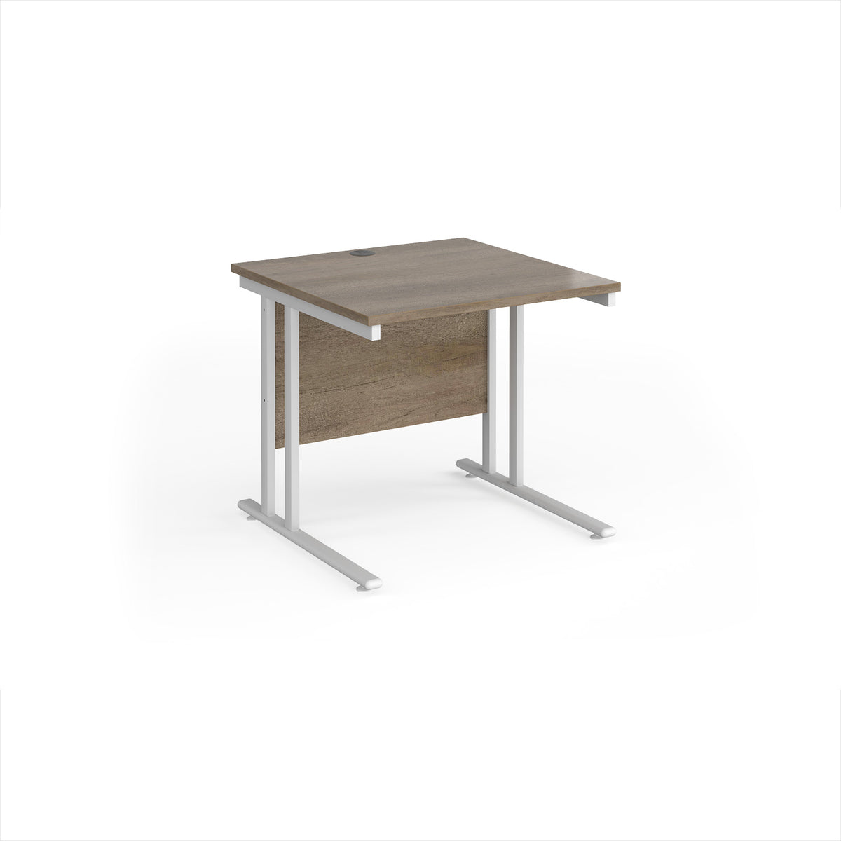 Maestro 25 straight desk 800mm x 800mm - white cantilever leg frame, Nebraska Oak Top - view 1