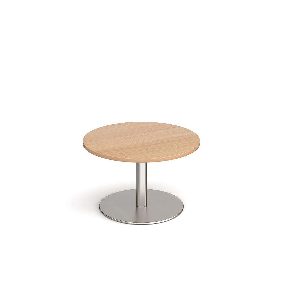 Monza circular coffee table with flat round brushed steel base 800mm - Beech - view 1