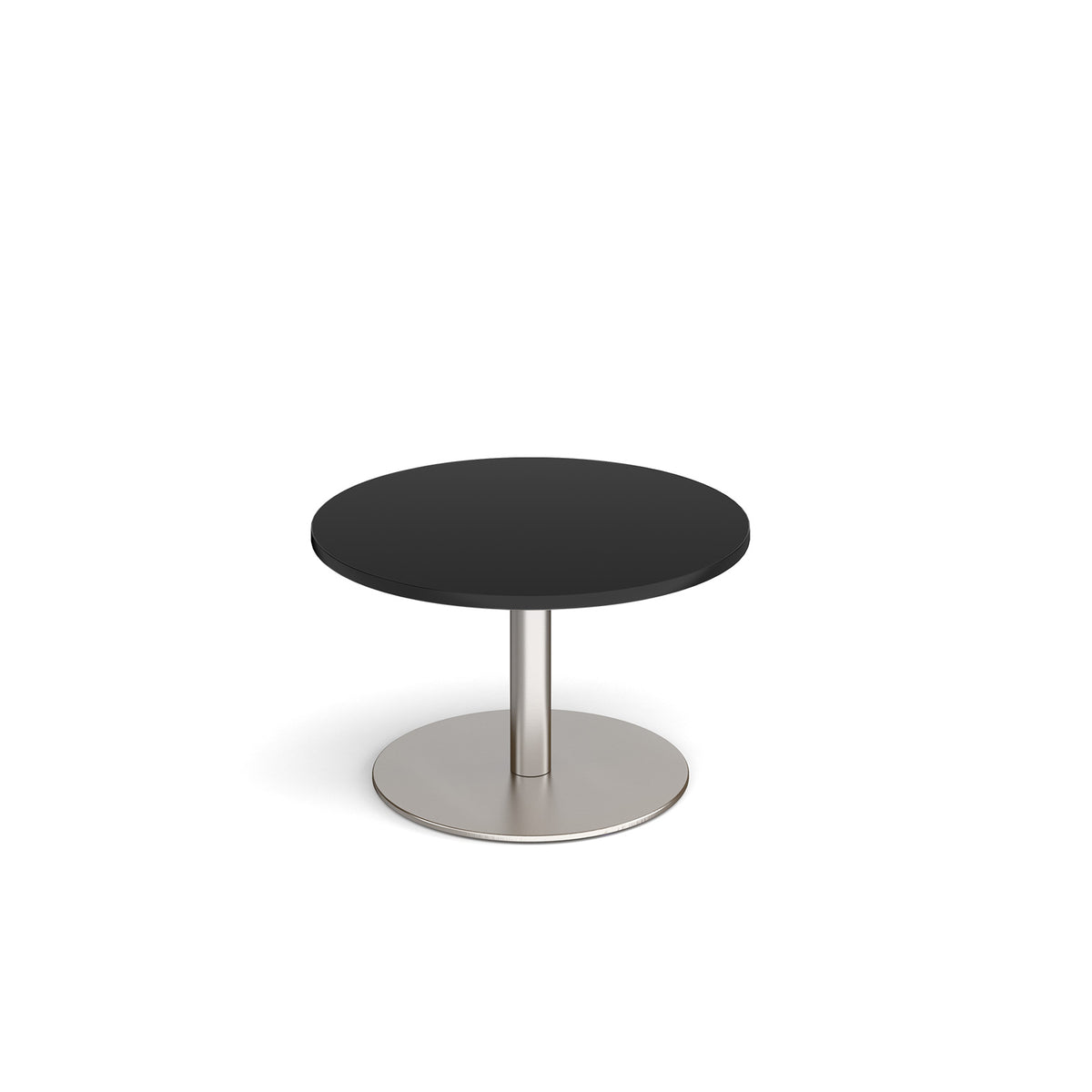 Monza circular coffee table with flat round brushed steel base 800mm - Black - view 1