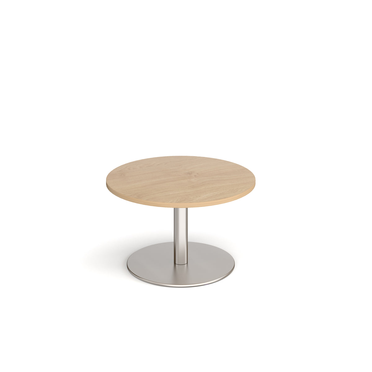 Monza circular coffee table with flat round brushed steel base 800mm - Kendal oak - view 1
