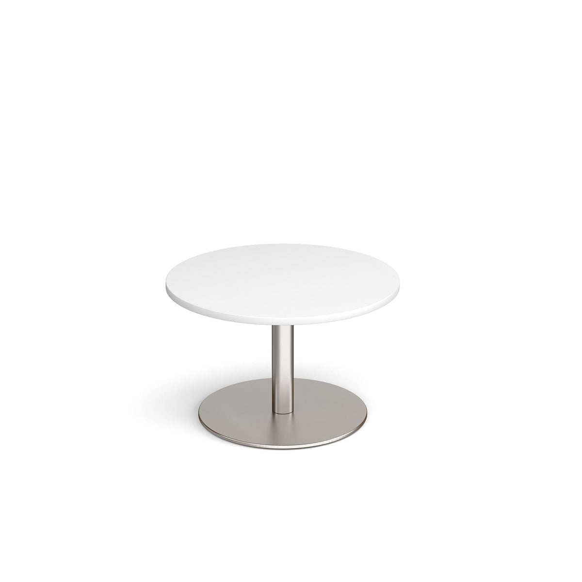 Monza circular coffee table with flat round brushed steel base 800mm - white - view 1