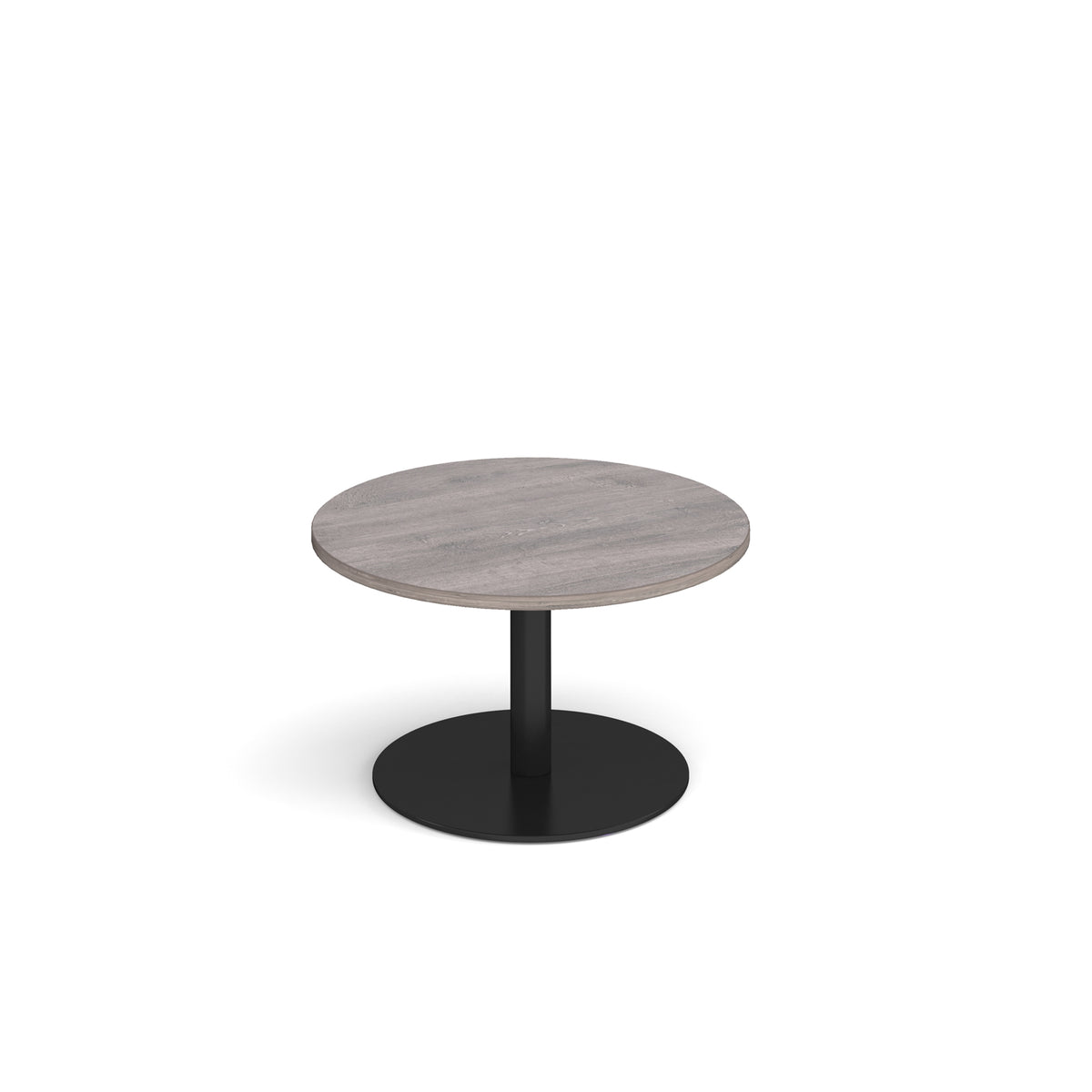 Monza circular coffee table with flat round black base 800mm - Grey Oak - view 1