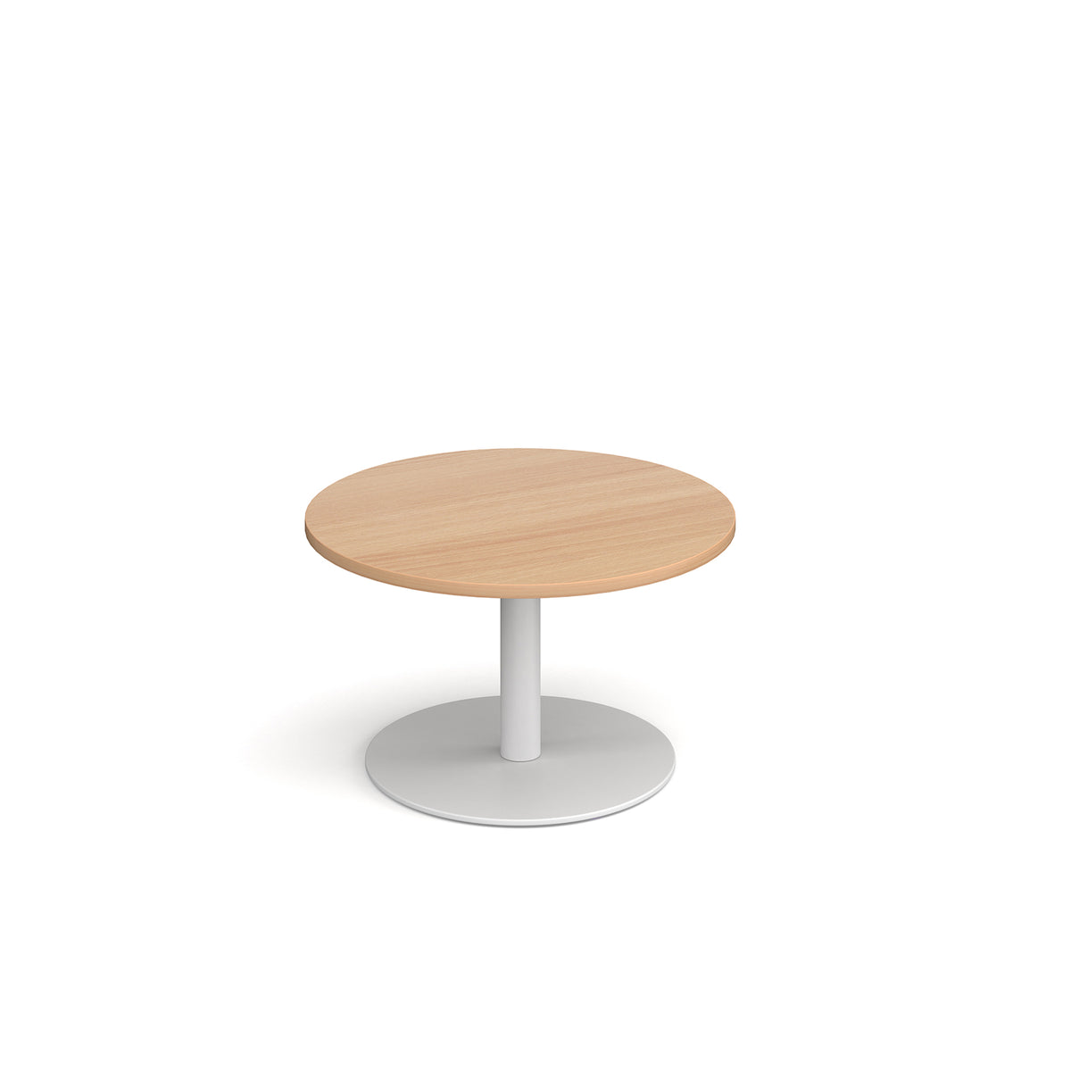 Monza circular coffee table with flat round white base 800mm - Beech - view 1