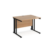 Maestro 25 straight desk 1000mm x 800mm - black cable managed leg frame, Beech top - view 1