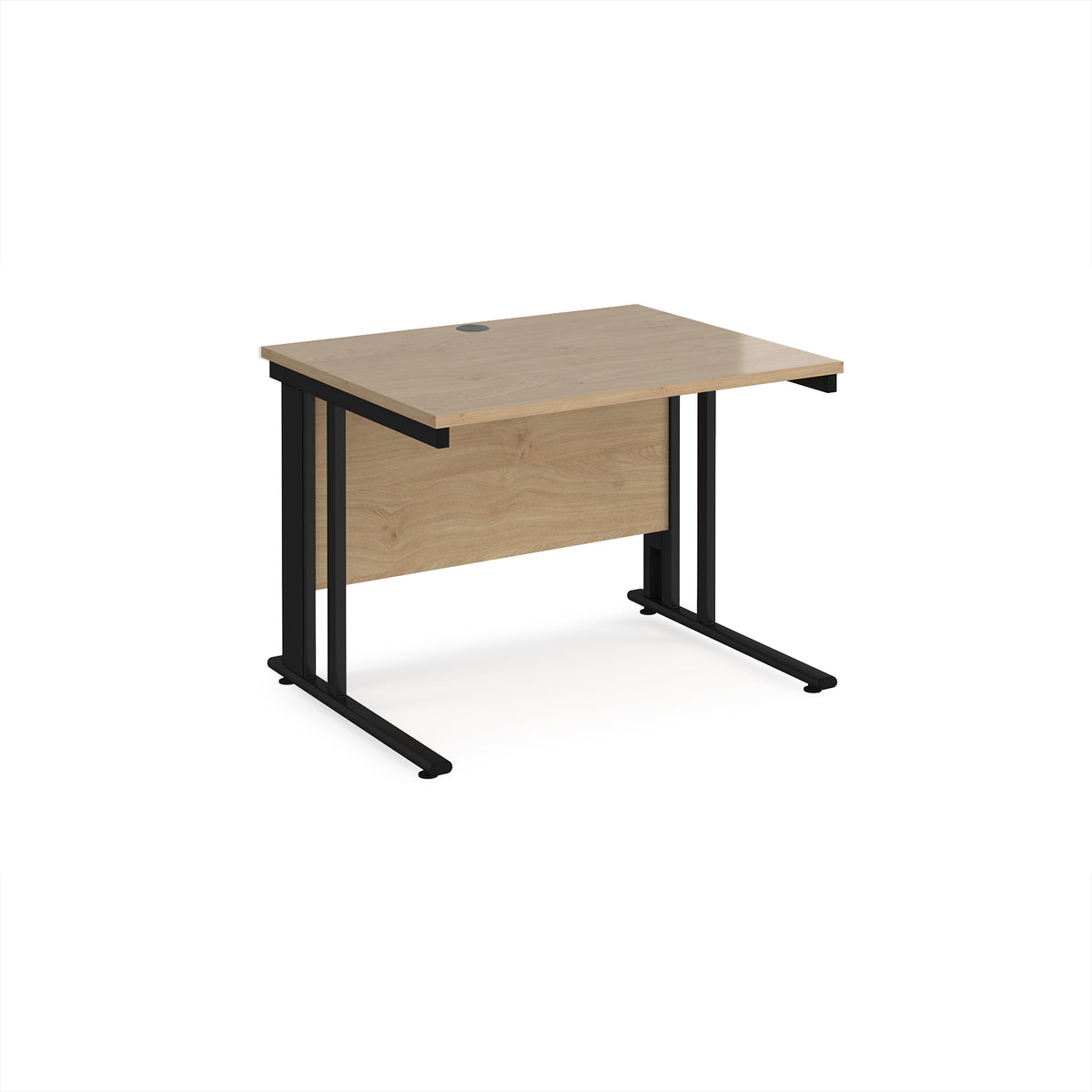 Maestro 25 straight desk 1000mm x 800mm - black cable managed leg frame, Kendal top - view 1