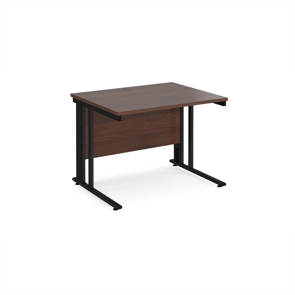 Maestro 25 straight desk 1000mm x 800mm - black cable managed leg frame, Walnut top - view 1