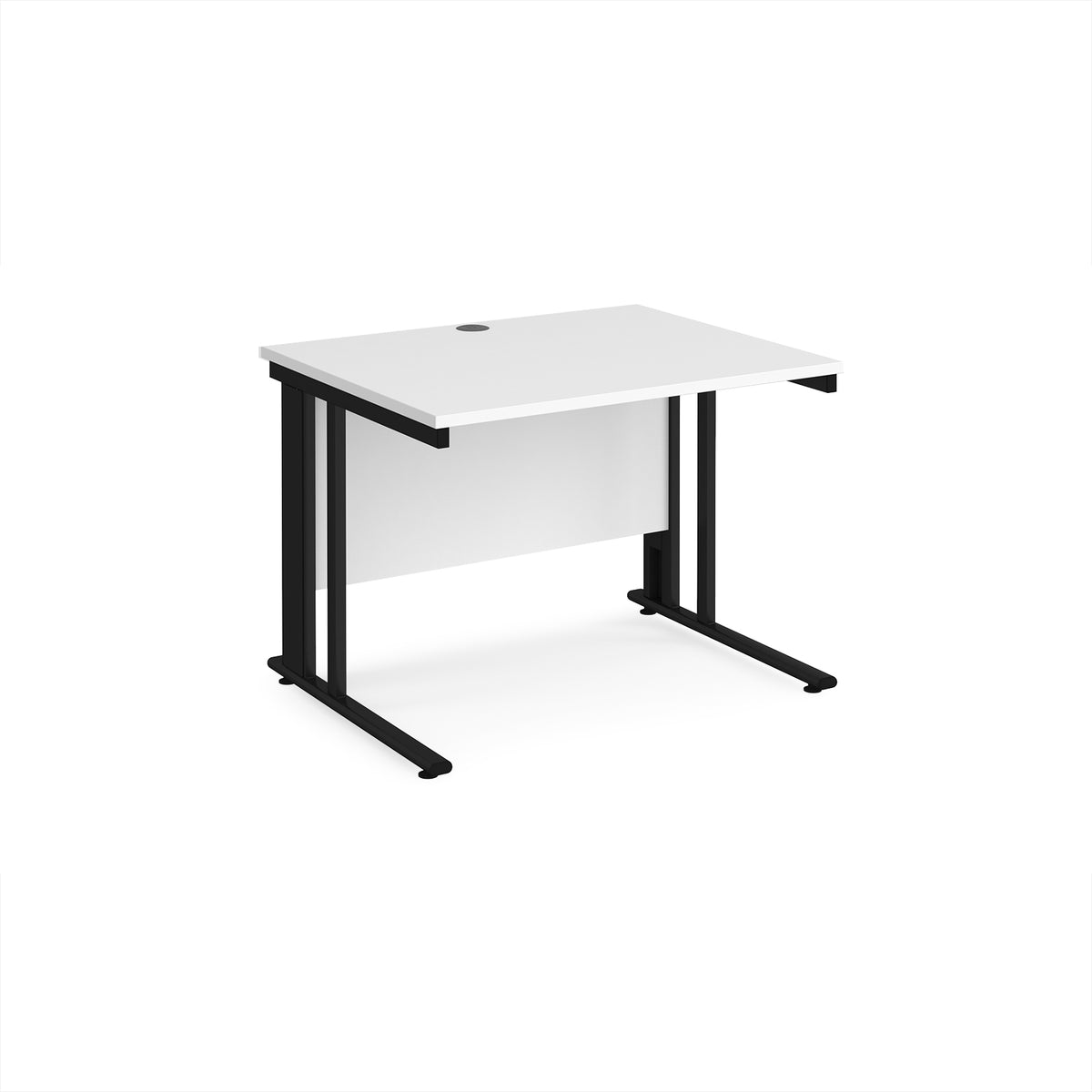 Maestro 25 straight desk 1000mm x 800mm - black cable managed leg frame, White Top - view 1