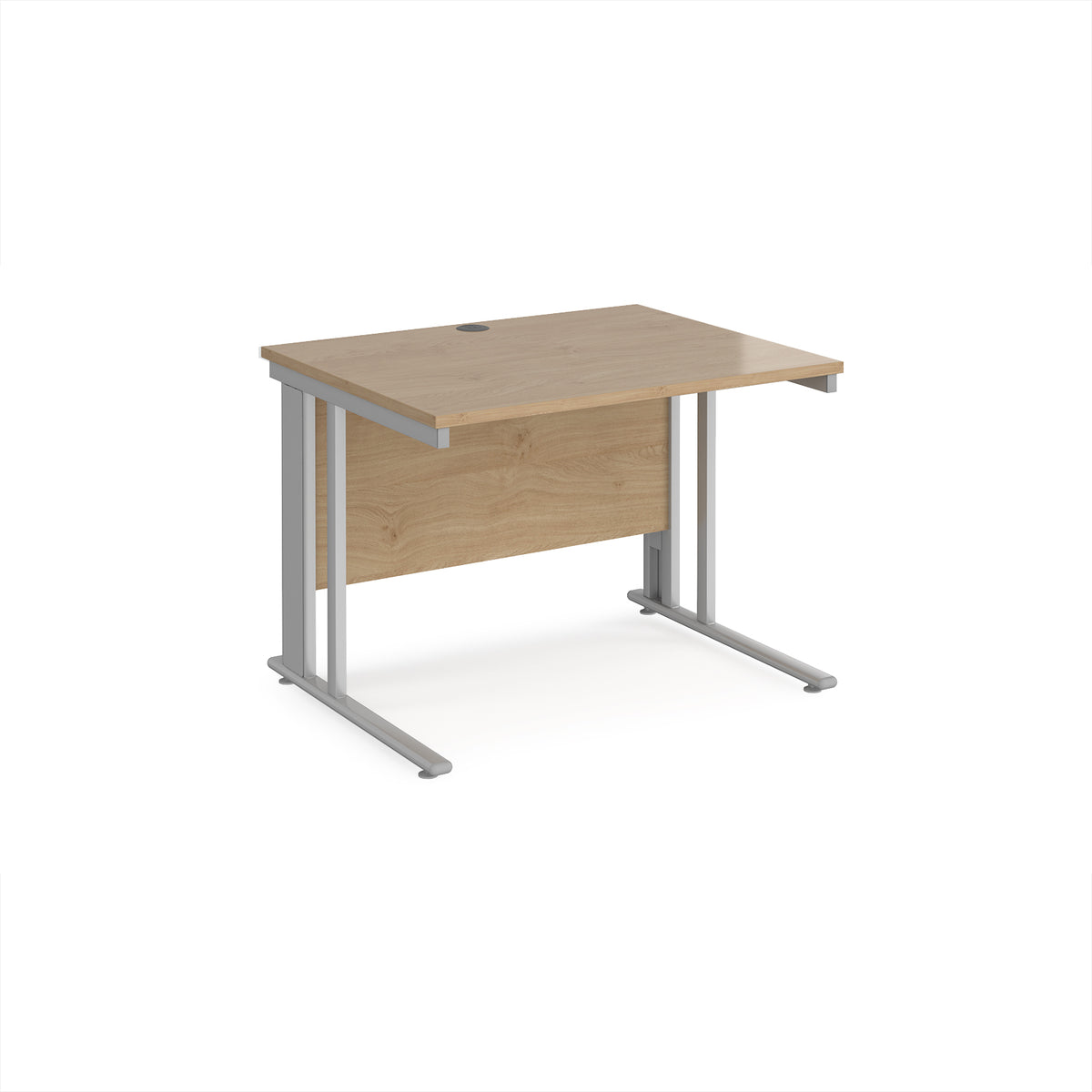 Maestro 25 straight desk 1000mm x 800mm - silver cable managed leg frame, Kendal top - view 1