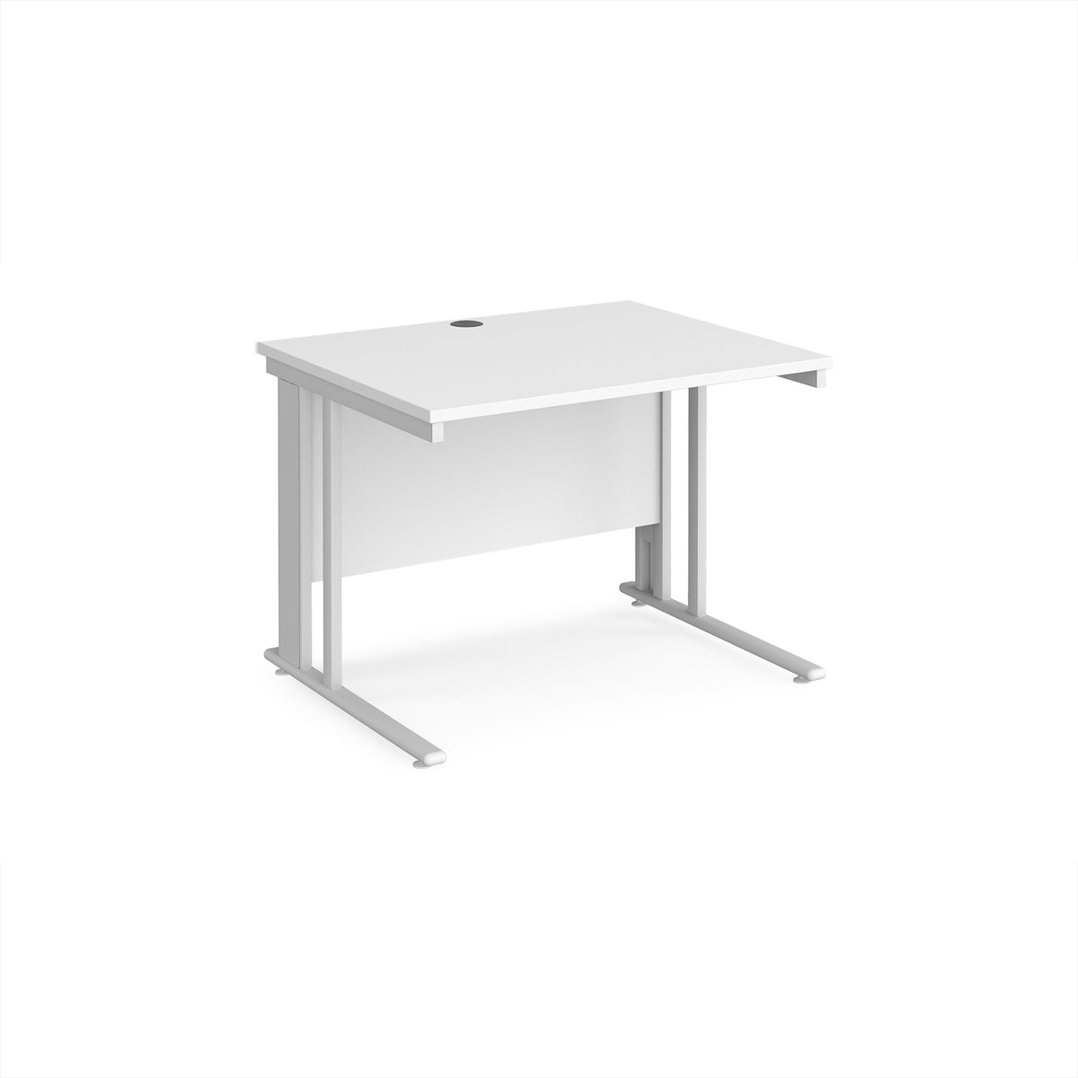 Maestro 25 straight desk 1000mm x 800mm - white cable managed leg frame, White Top - view 1
