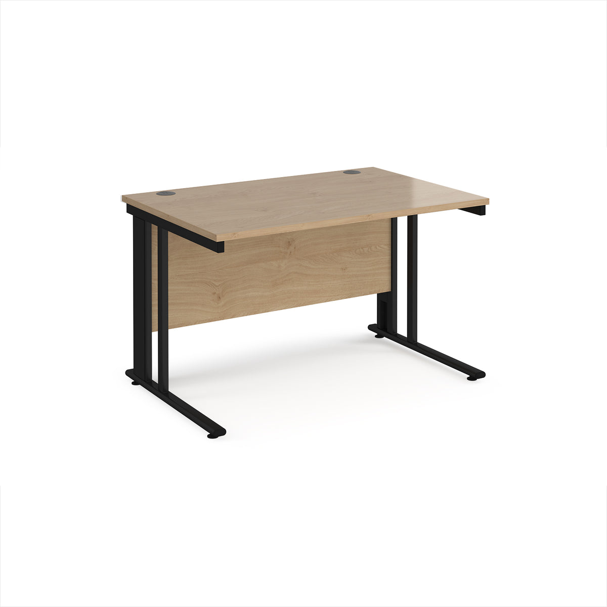 Maestro 25 straight desk 1200mm x 800mm - black cable managed leg frame, Kendal top - view 1