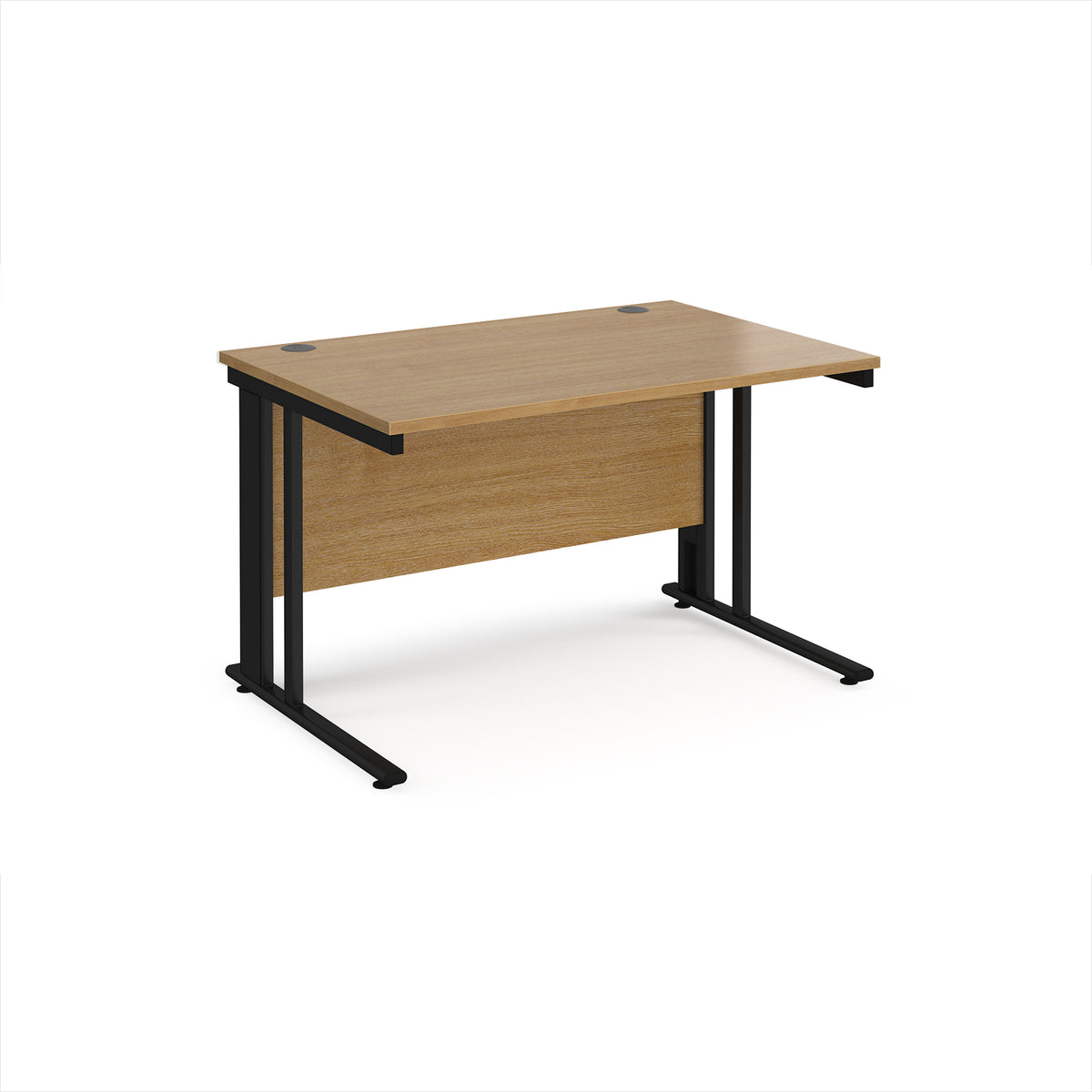 Maestro 25 straight desk 1200mm x 800mm - black cable managed leg frame, Oak Top - view 1