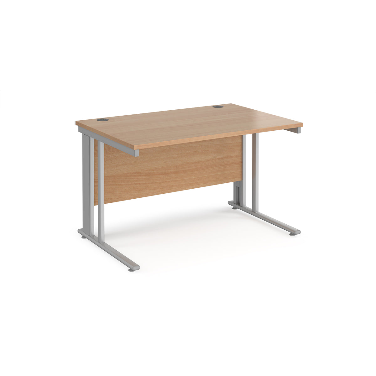 Maestro 25 straight desk 1200mm x 800mm - silver cable managed leg frame, Beech top - view 1
