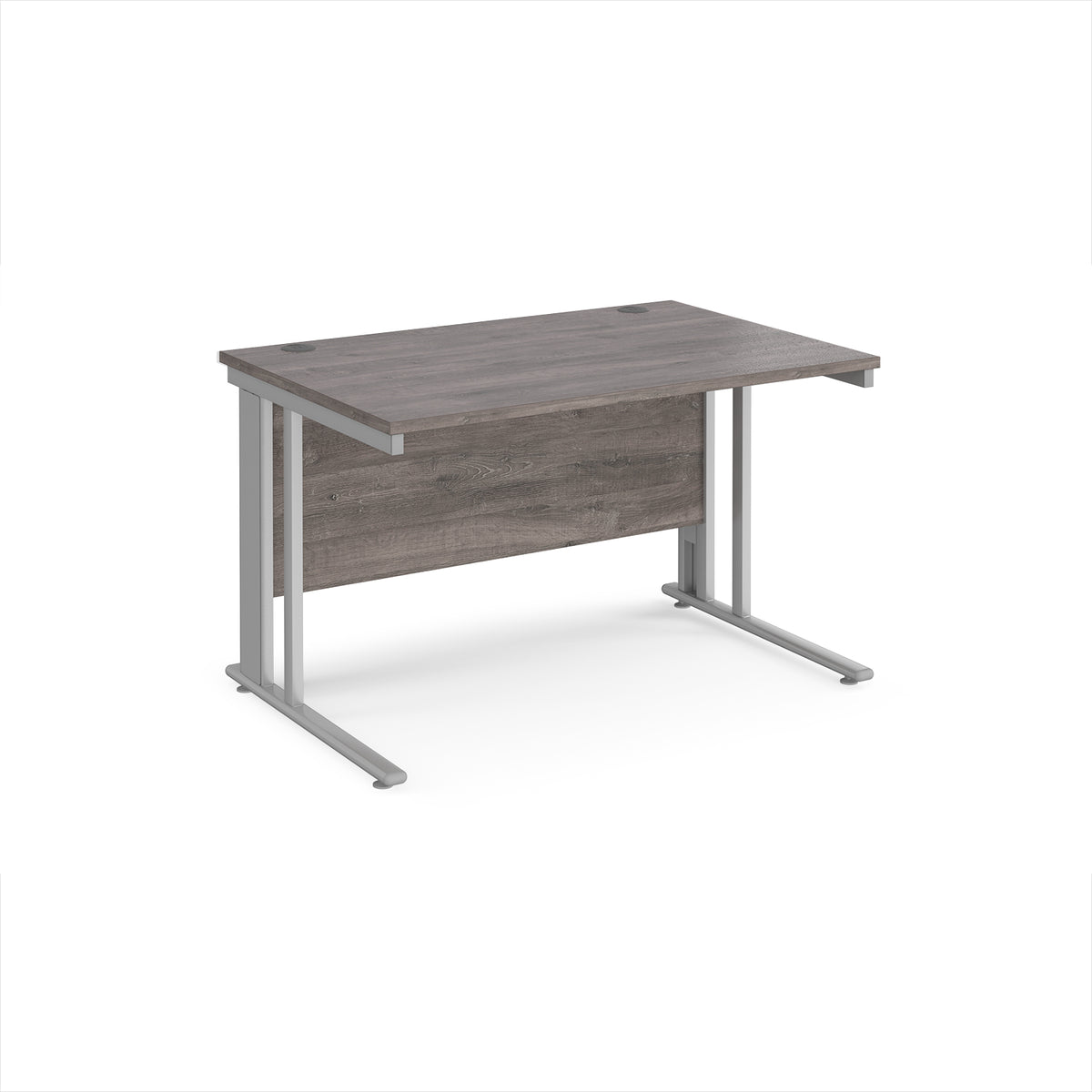 Maestro 25 straight desk 1200mm x 800mm - silver cable managed leg frame, Grey Oak Top - view 1