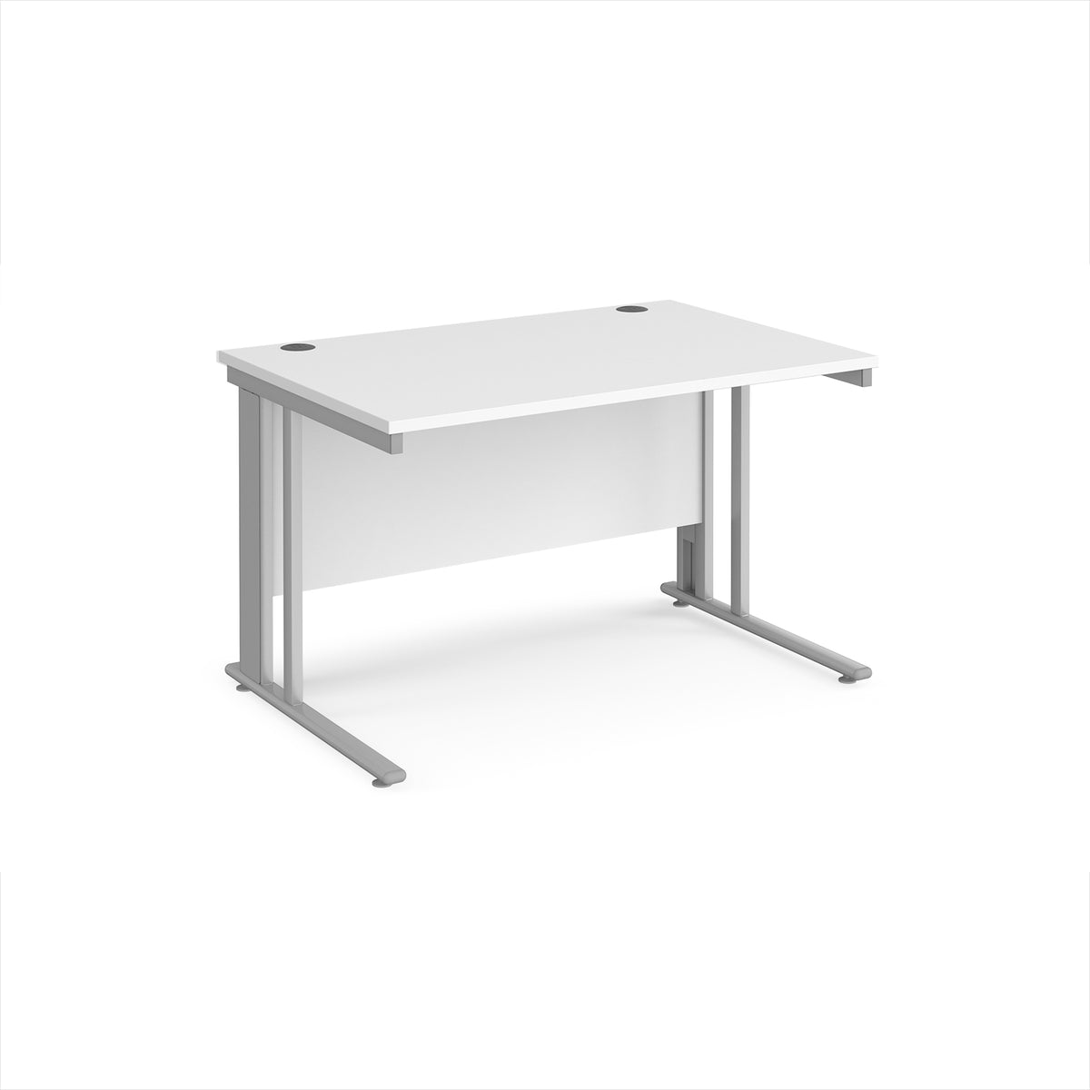 Maestro 25 straight desk 1200mm x 800mm - silver cable managed leg frame, White Top - view 1