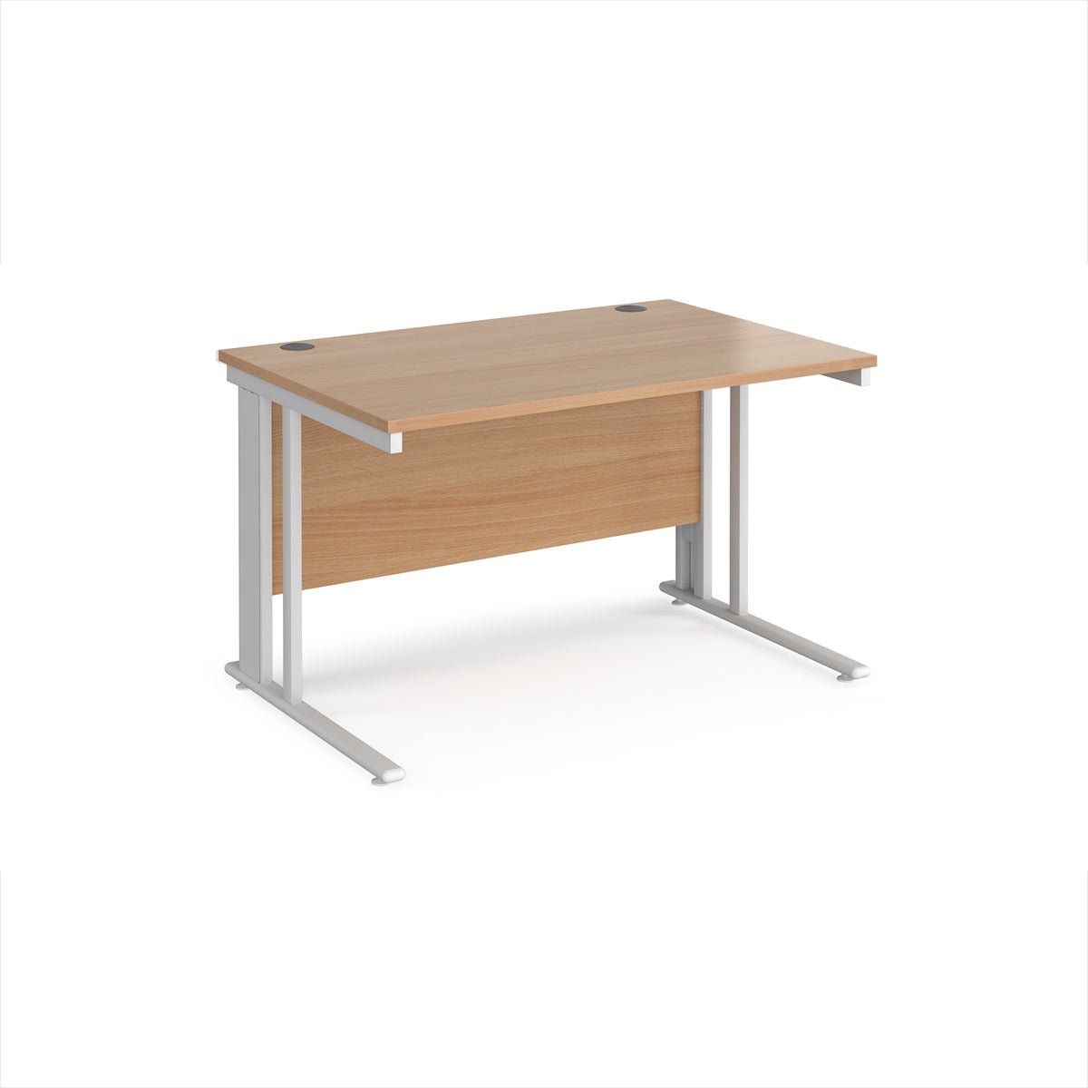 Maestro 25 straight desk 1200mm x 800mm - white cable managed leg frame, Beech top - view 1