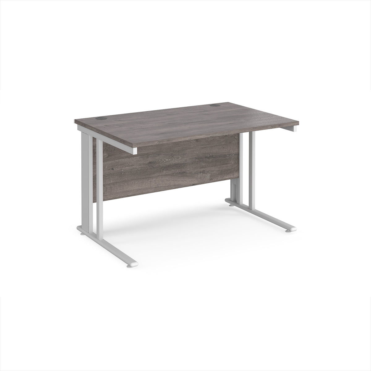 Maestro 25 straight desk 1200mm x 800mm - white cable managed leg frame, Grey Oak Top - view 1